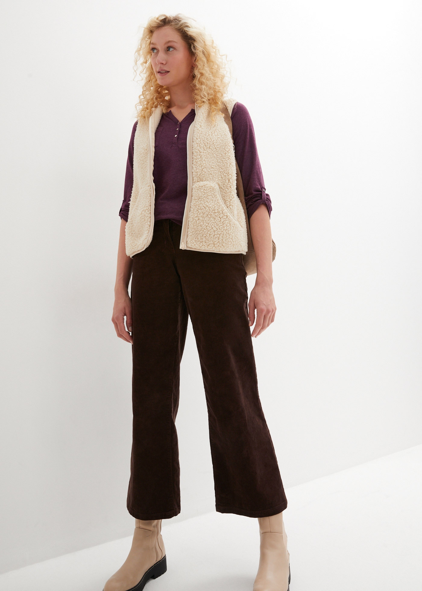 bonprix Henleyshirt lockere loose fit Passform, 3/4-Ärmel, mit Knopfleiste