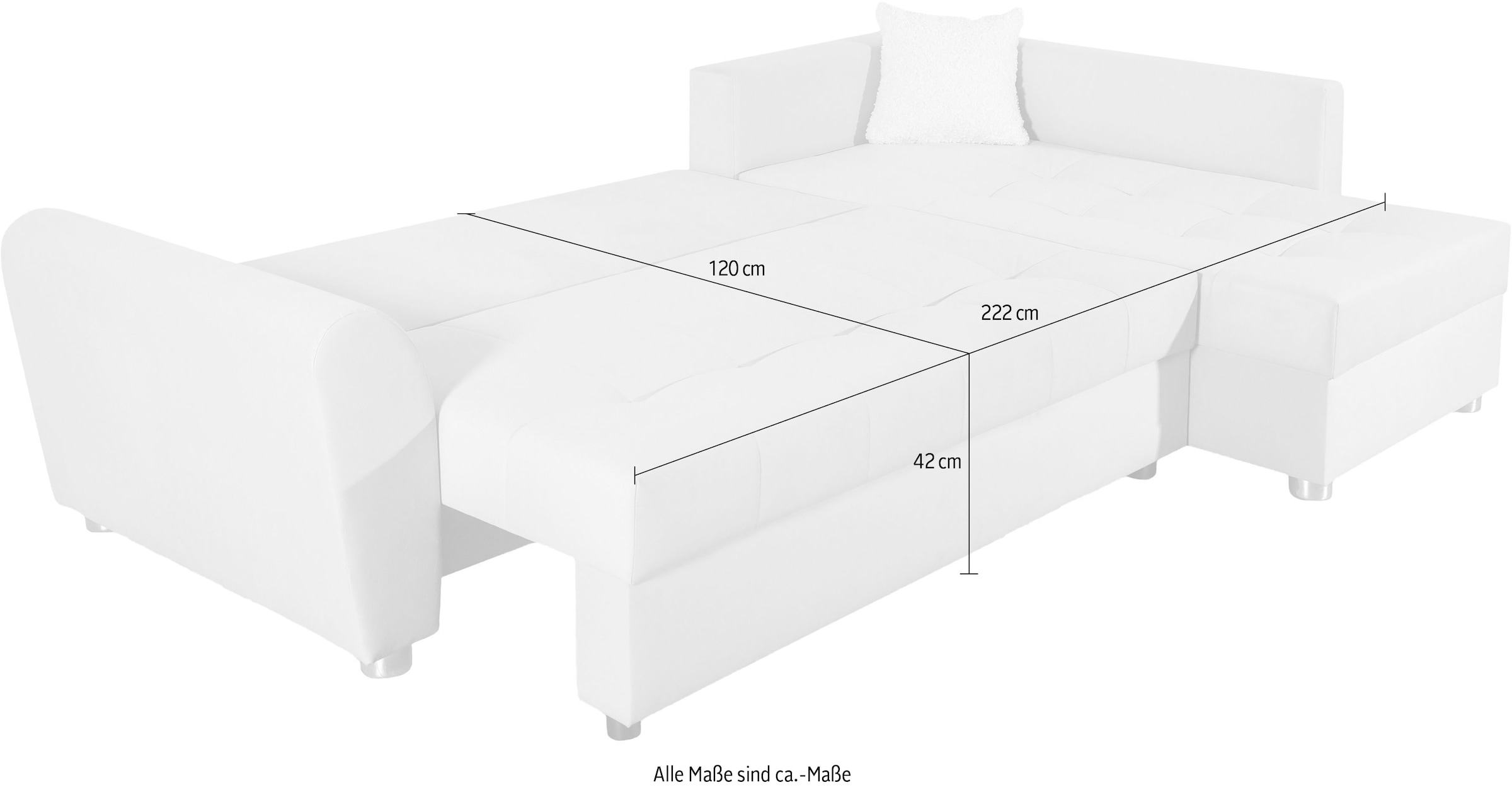COLLECTION AB Ecksofa, Ecksofa,Bettfunktion,Bettkasten,Bonnelfederkern, Rückenkissen