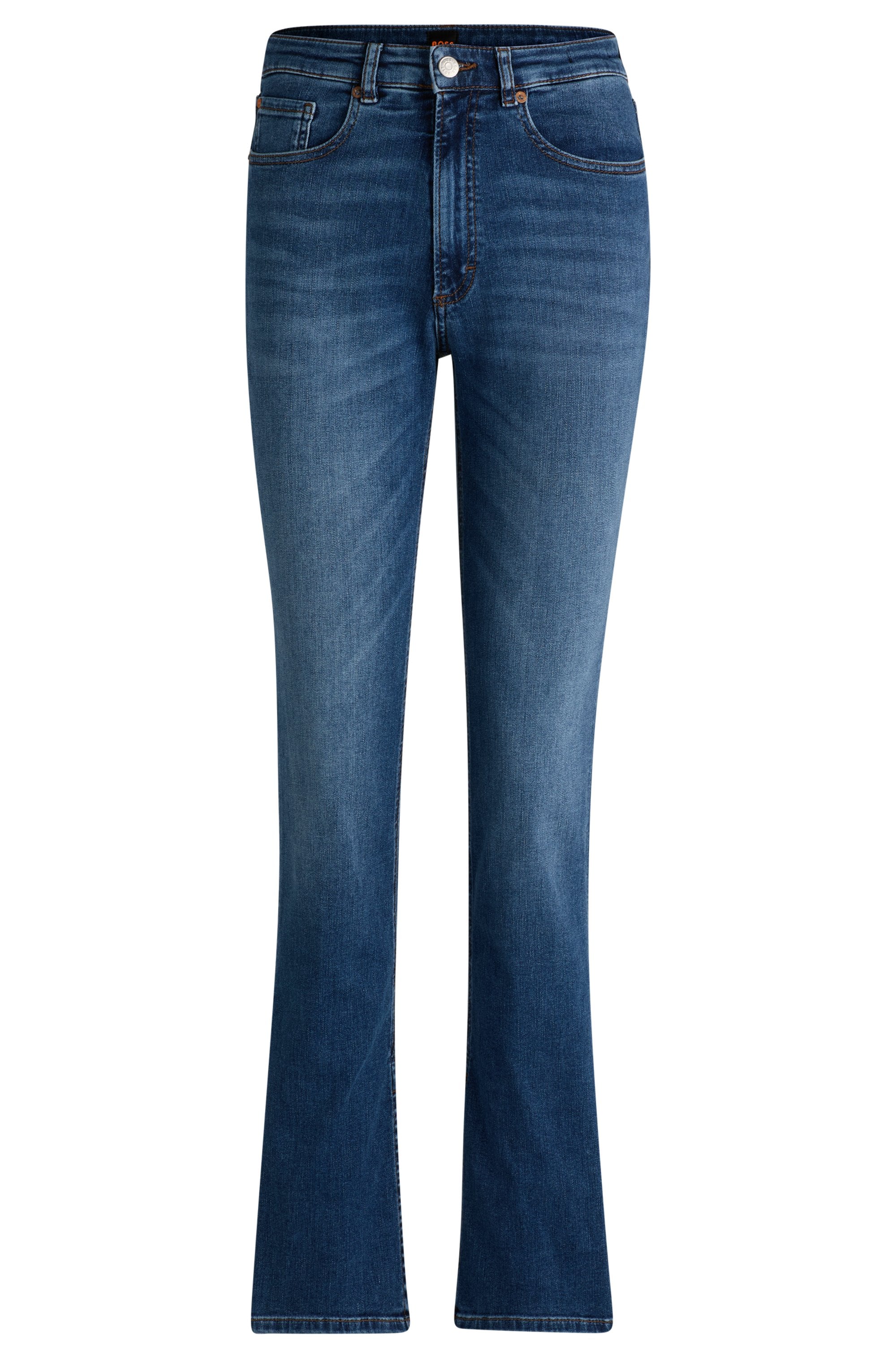 BOSS ORANGE Slim-fit-Jeans »Rosa High Rise Bootcut Premium Damenmode«, mit Leder-Badge