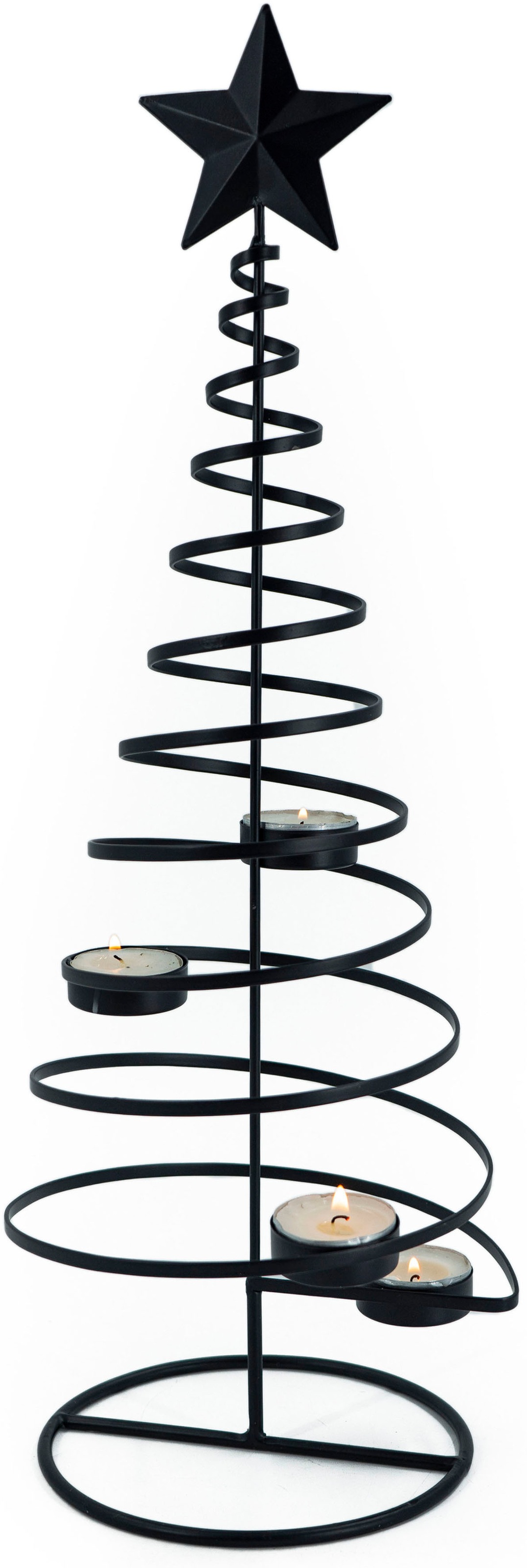 NOOR LIVING Kerzenhalter »Teelichthalter BAUM, aus Metall, mit Stern-Spitze«, (1 St.), 4-flammig, Advendsleuchter, Höhe ca. 51 cm
