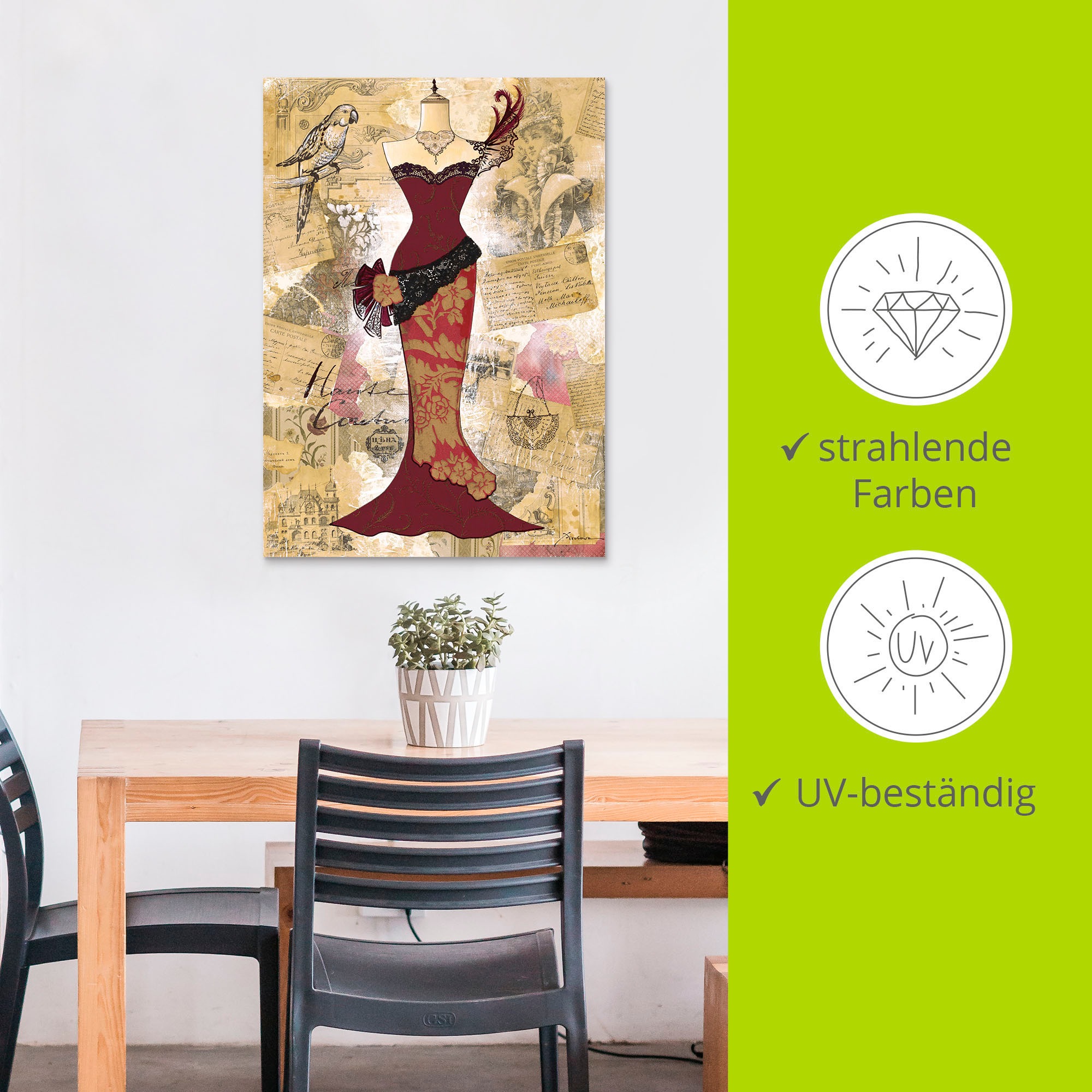 Artland Wandbild »Antikes Kleid - Collage«, Mode, (1 St.), als Alubild, Outdoorbild, Leinwandbild, Poster in verschied. Größen