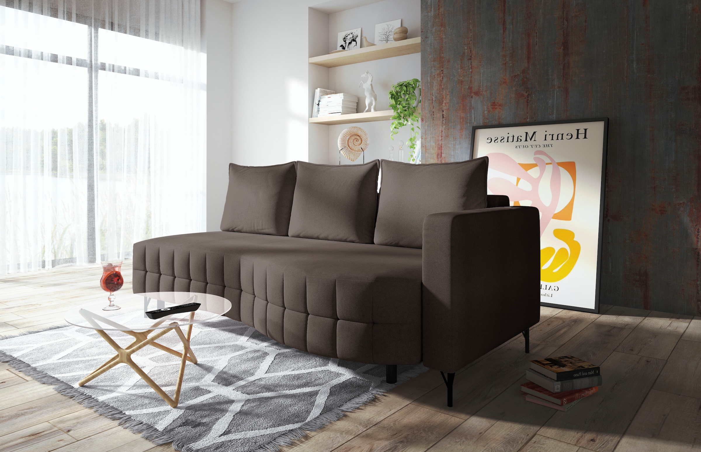 exxpo - sofa fashion Loungesofa »T wiggy Schlafsofa mit Bettfunktion und Bettkasten,« komfortabler Federkern, super Sitzkomfort, elegante Formensprache