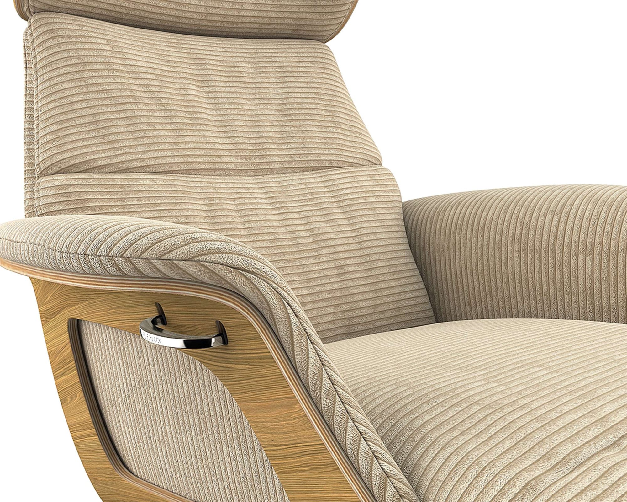 FLEXLUX Loungesessel »Clement Chaislongue, Relaxstuhl, Liegesessel,«, Rücken- & Kopfteilverstellung, Armlehne, Eiche geölt, Fuß Alu