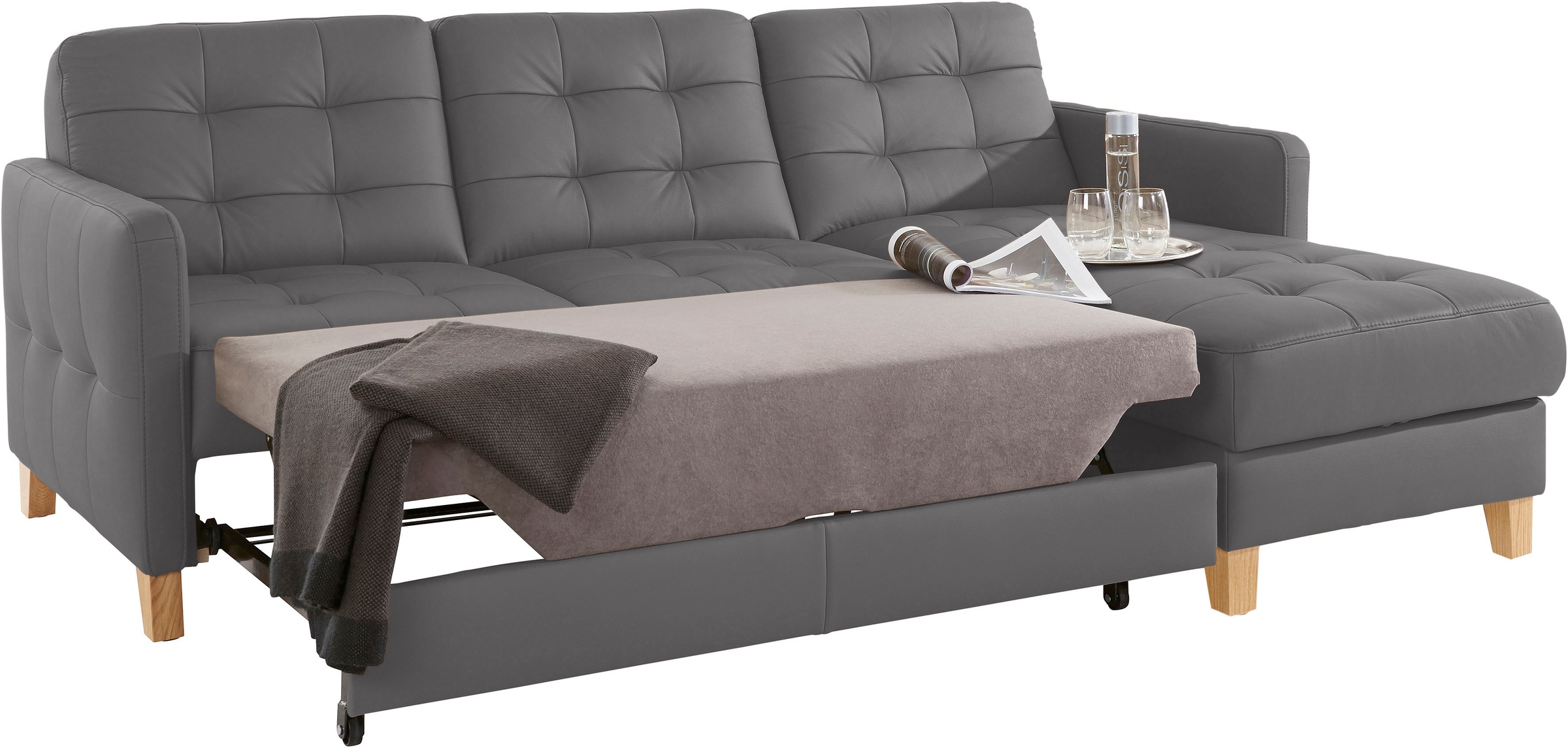 exxpo - sofa fashion Ecksofa »Elio, kompakt und komfortabel, bequem und zeitloses Design, L-Form«, wahlweise mit Bettfunktion