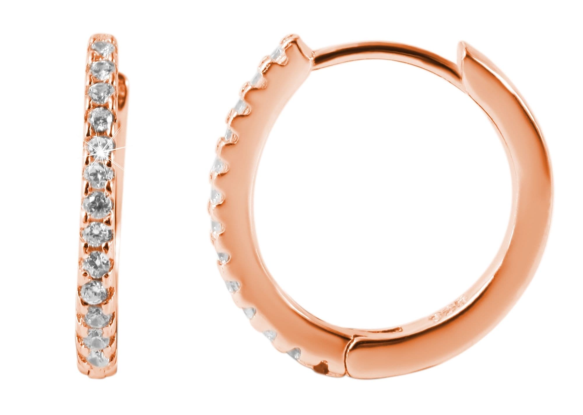 Adelia´s Paar Creolen »Damen Ohrringe ¿ Klappcreole aus 925 Silber mit Zirkonia«