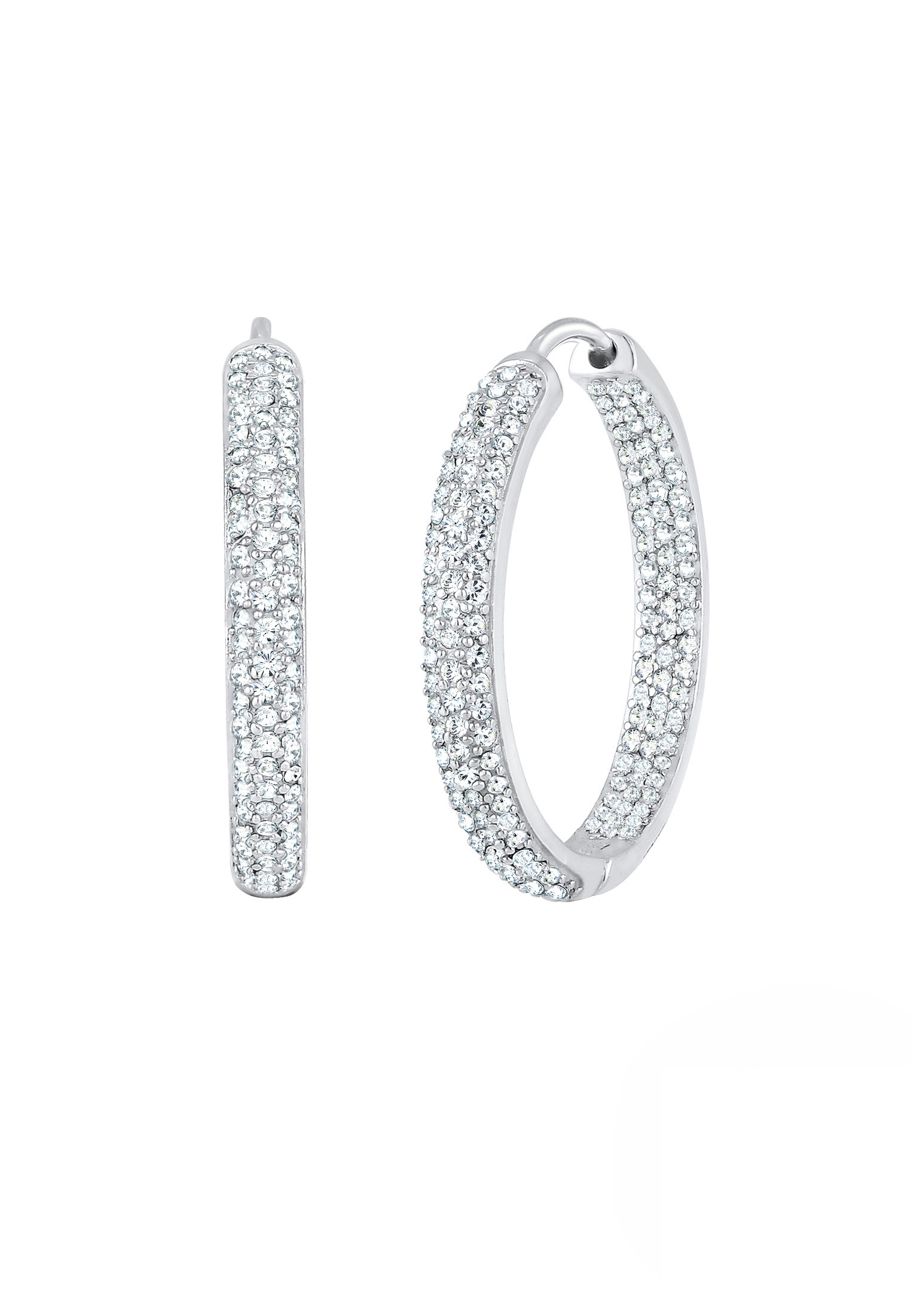 Elli Premium Paar Creolen »Ohrringe Creolen mit Glas Kristalle 925 Sterling Silber«