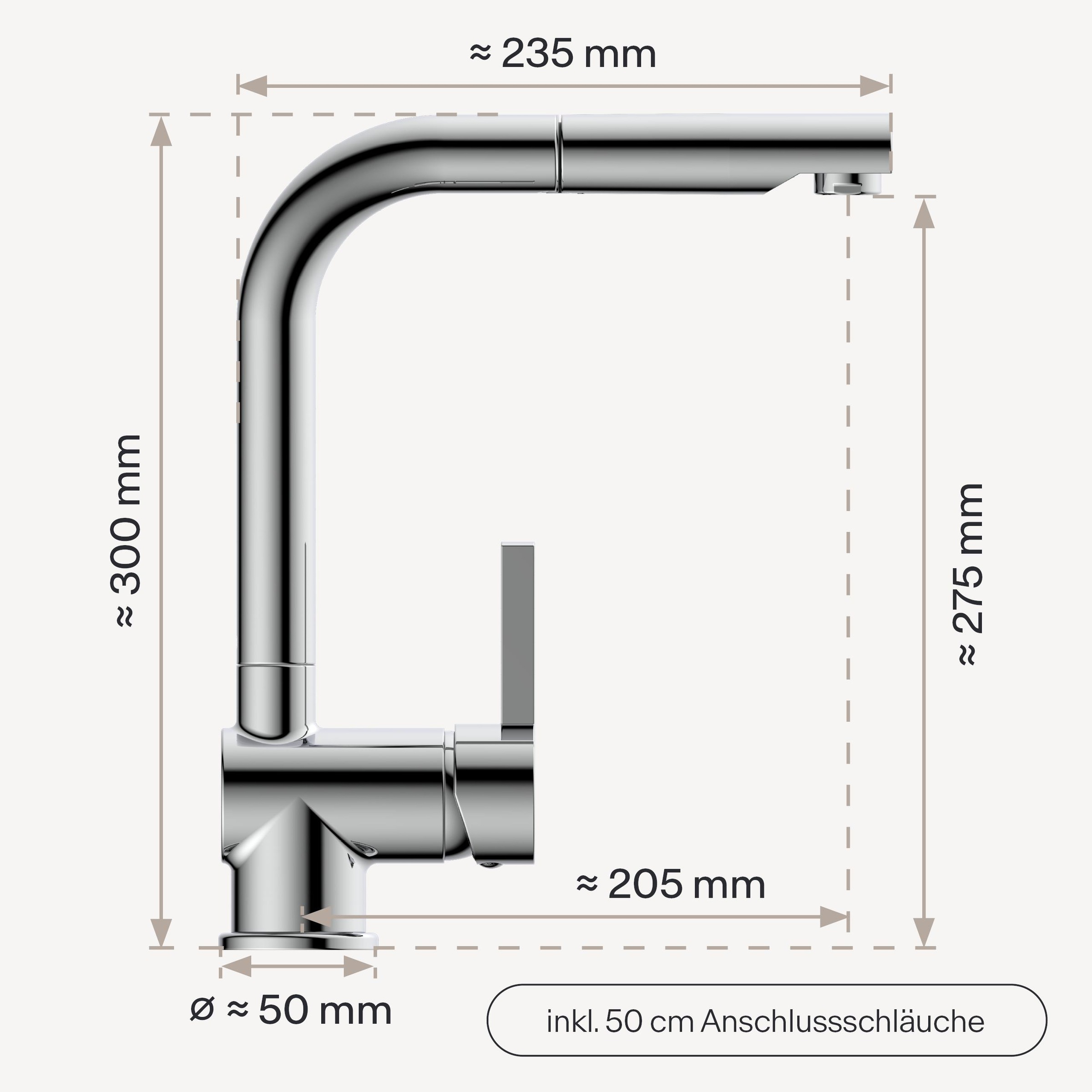 WASSERWERK Spültischarmatur »WK 4, Wasserhahn, Küche, Einhebelmischer«
