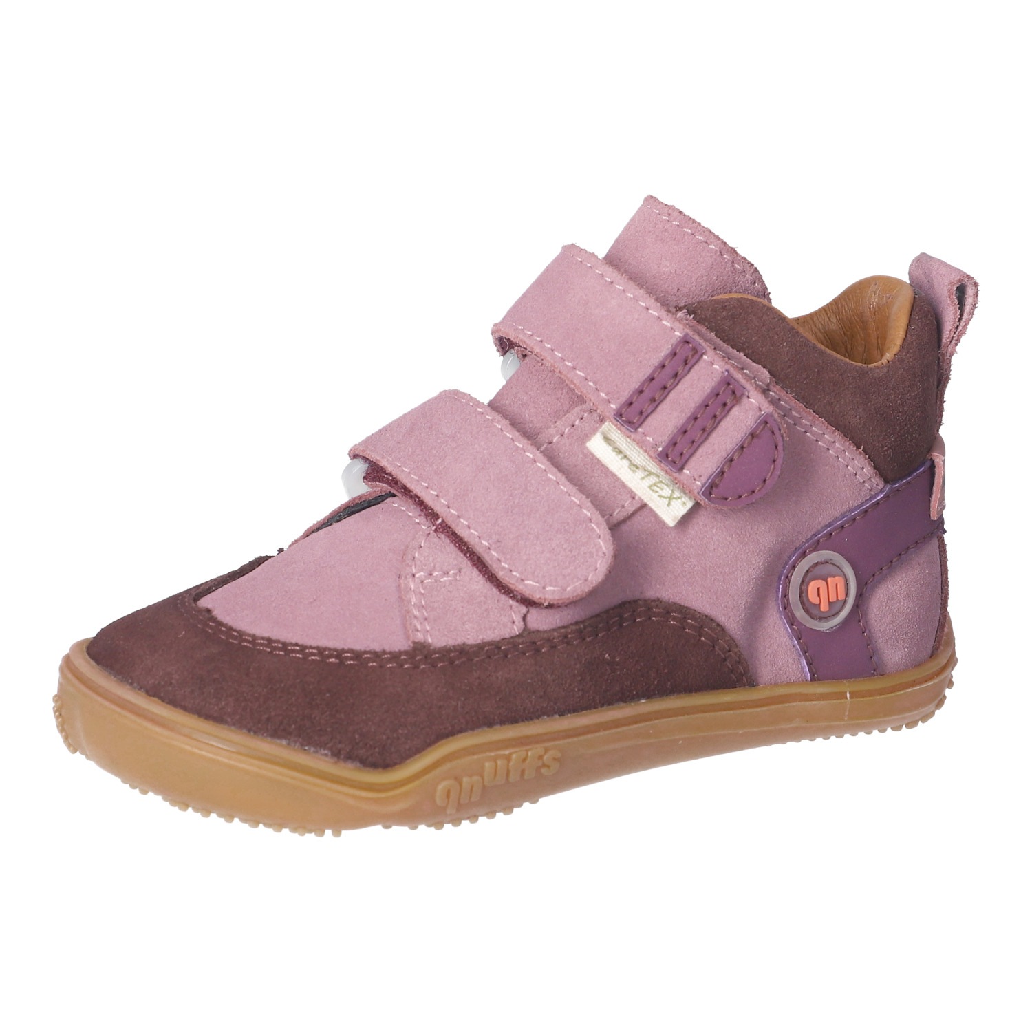 qnuffs Barfußschuh »Kastanie«  Klettschuh, mit Namensschild an der Ferse, kürzbarer Klettriemen