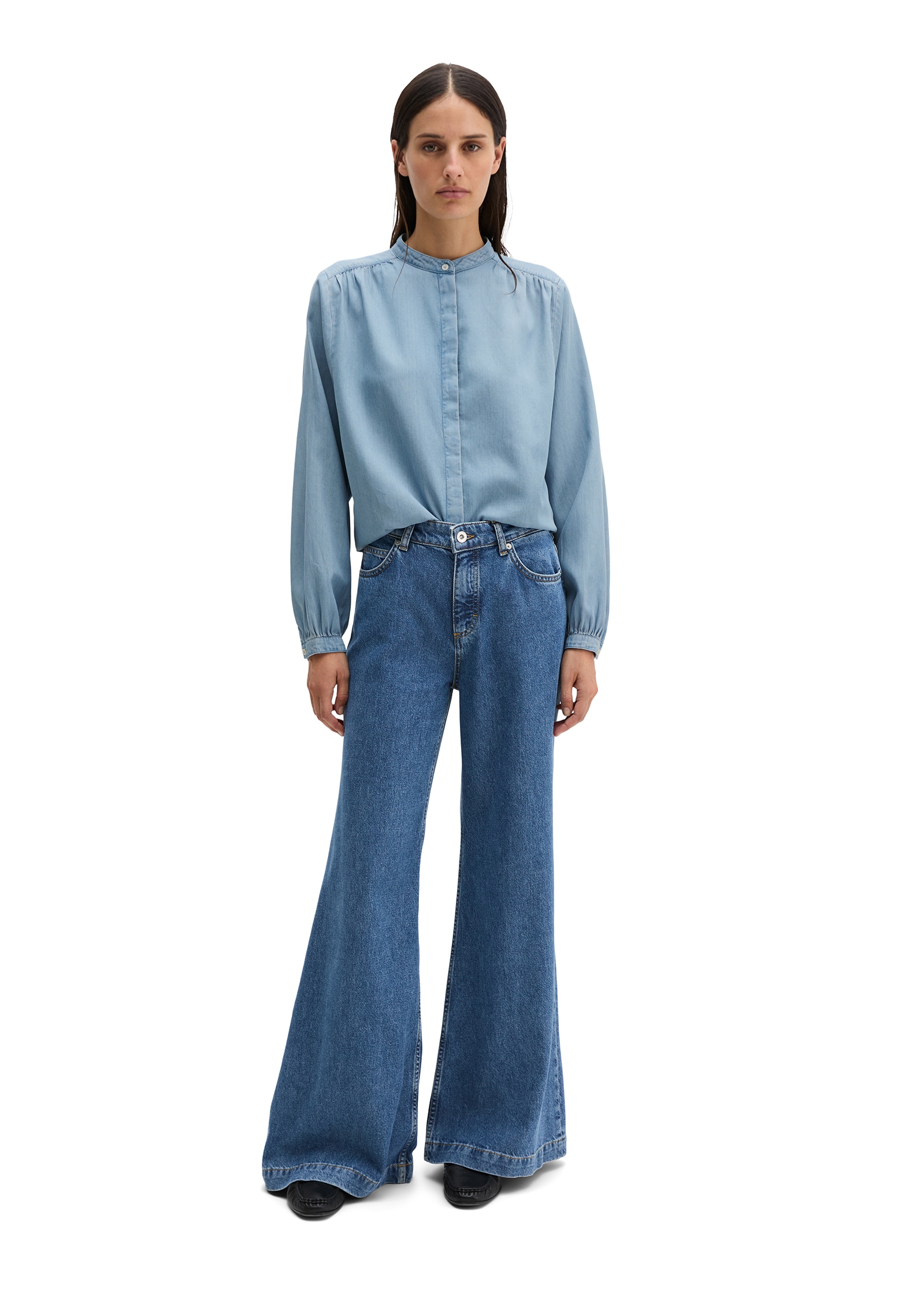 Marc O'Polo Jeansbluse loose fit aus Leinen-Mix