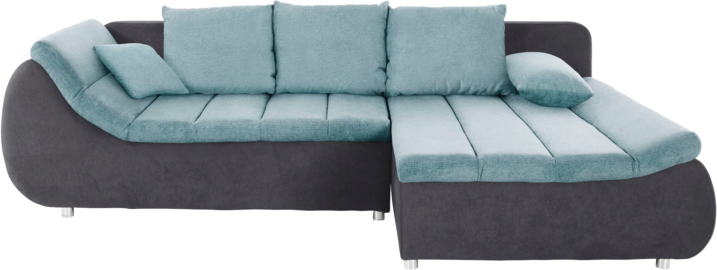 INOSIGN Ecksofa »Imola, elegant und modern, aktuelle Steppung im Sitz, bequem, L-Form«, frei im Raum stellbar, wahlweise mit Bettfunktion und Bettkasten