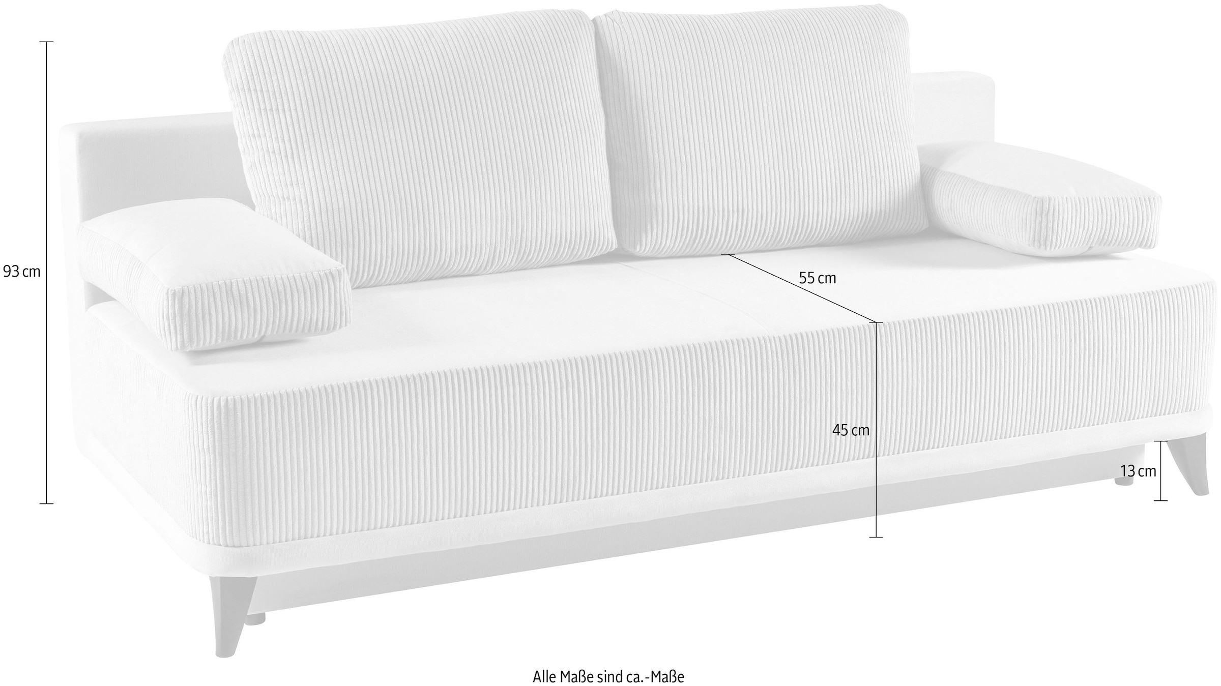 WERK2 Schlafsofa »Rosso 200 cm breit, Federkern, Bettkasten, Bettfunktion« Cord, Schlaffunktion, Bettkasten