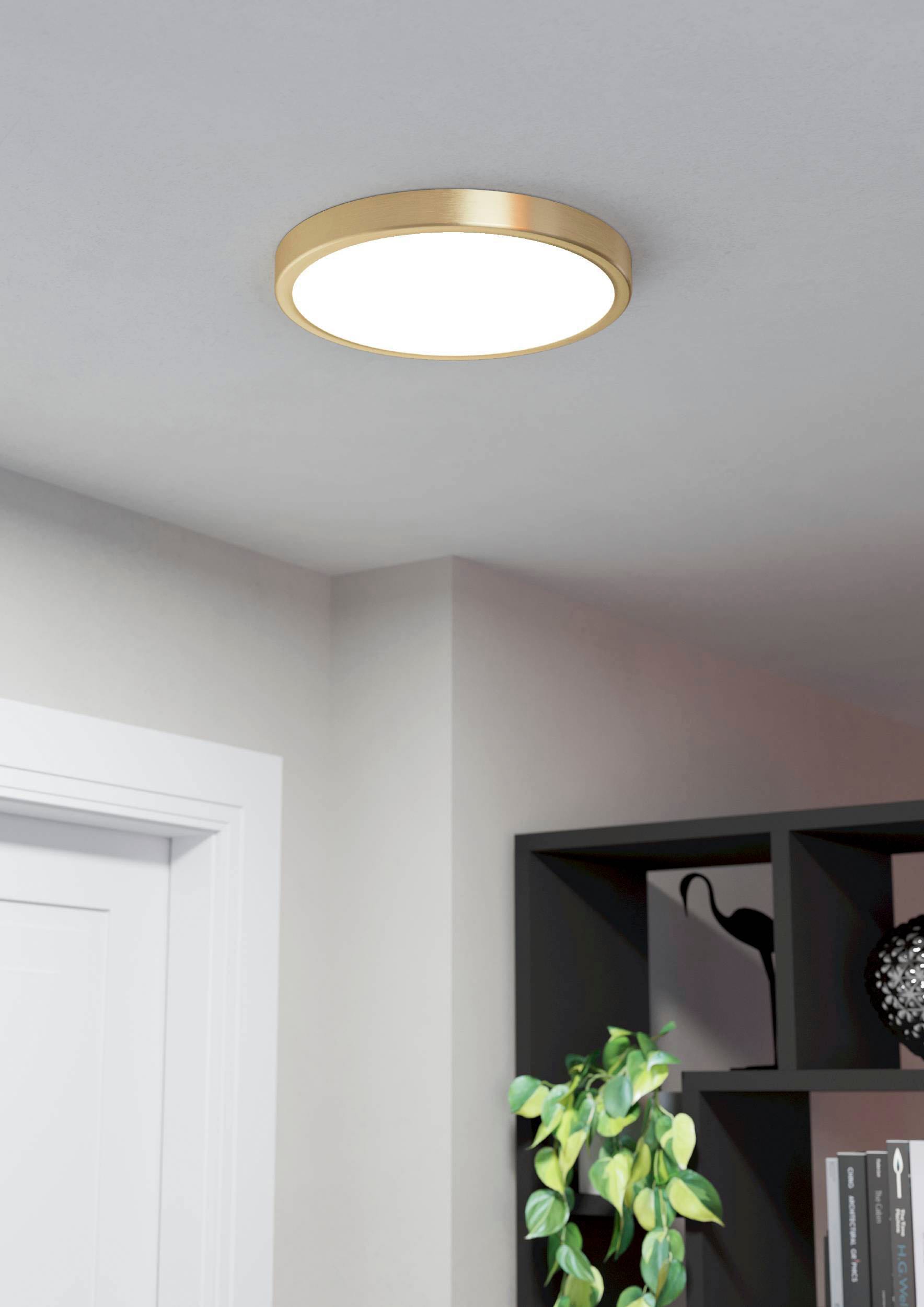 EGLO Deckenleuchte »FUEVA 5 Deckenlampe, messing, geringe Aufbauhöhe, 20 Watt, Rund«, Leuchtmittel LED-Modul | LED fest integriert, Aufbauleuchte, Badezimmer, Bad-Deckenlampe, modern, 28,5x2,8cm
