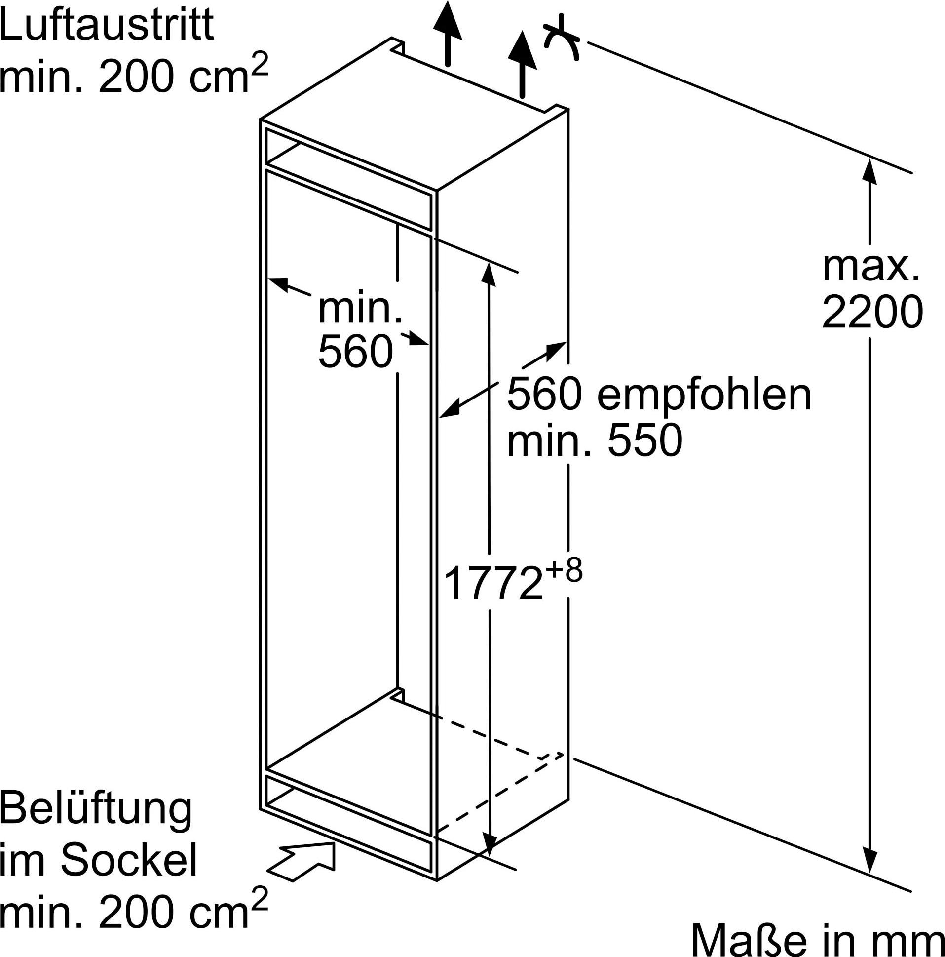 NEFF Einbaukühlgefrierkombination »KI6873FE0«, KI6873FE0, 177,2 cm hoch, 55,8 cm breit, Low Frost: geringere Eisbildung & schnelleres Abtauen