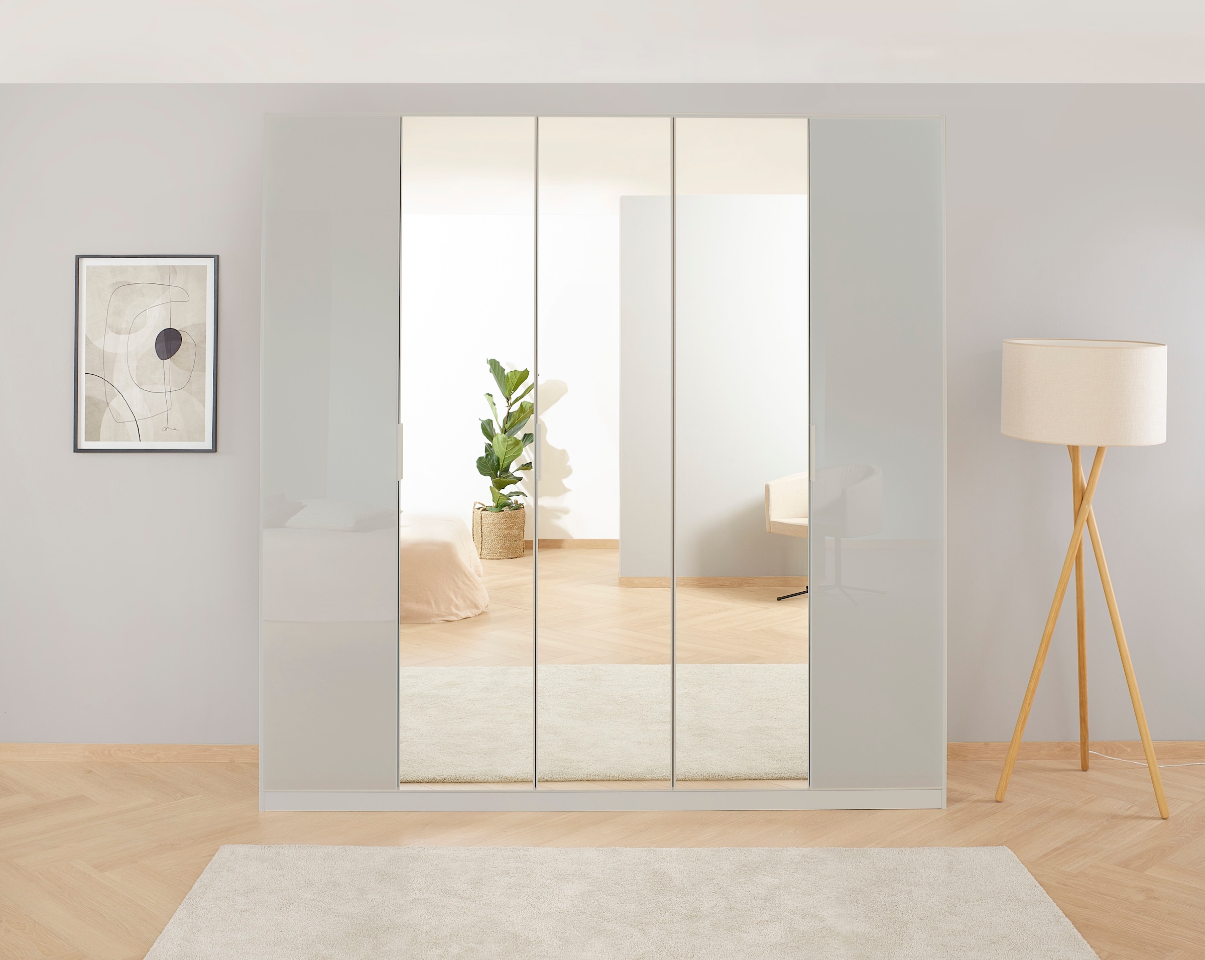 OTTO Drehtürenschrank online Glasfront inkl. sowie »Koluna«, 2 Böden Spiegel, mit Innenschubladen rauch extra bei