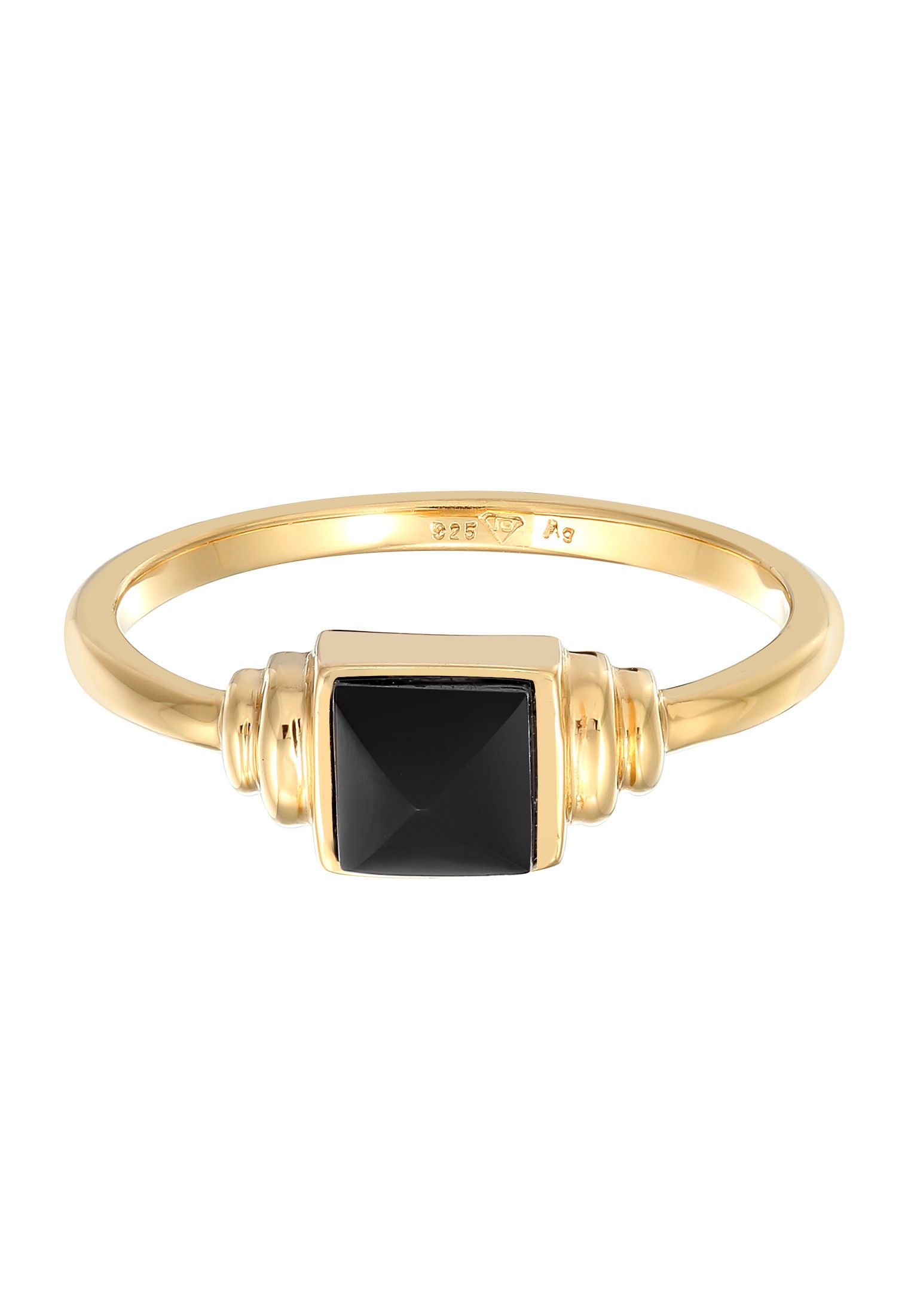Elli Premium Silberring »Ring Onyx Quadrat Vintage 925 Silber vergoldet«