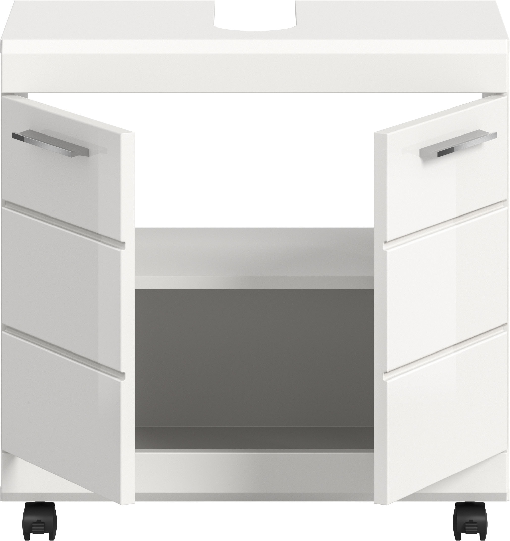 welltime Waschbeckenunterschrank »SIENA, Breite 60cm,  2 Türen oder 2 Schubkästen, auf Rollen, MDF-Front« TOPSELLER! , mit Siphonausschnitt 10x25 cm,  in verschiedenen Farben erhältlich, Badmöbel, Badschrank, Kommode, Bad