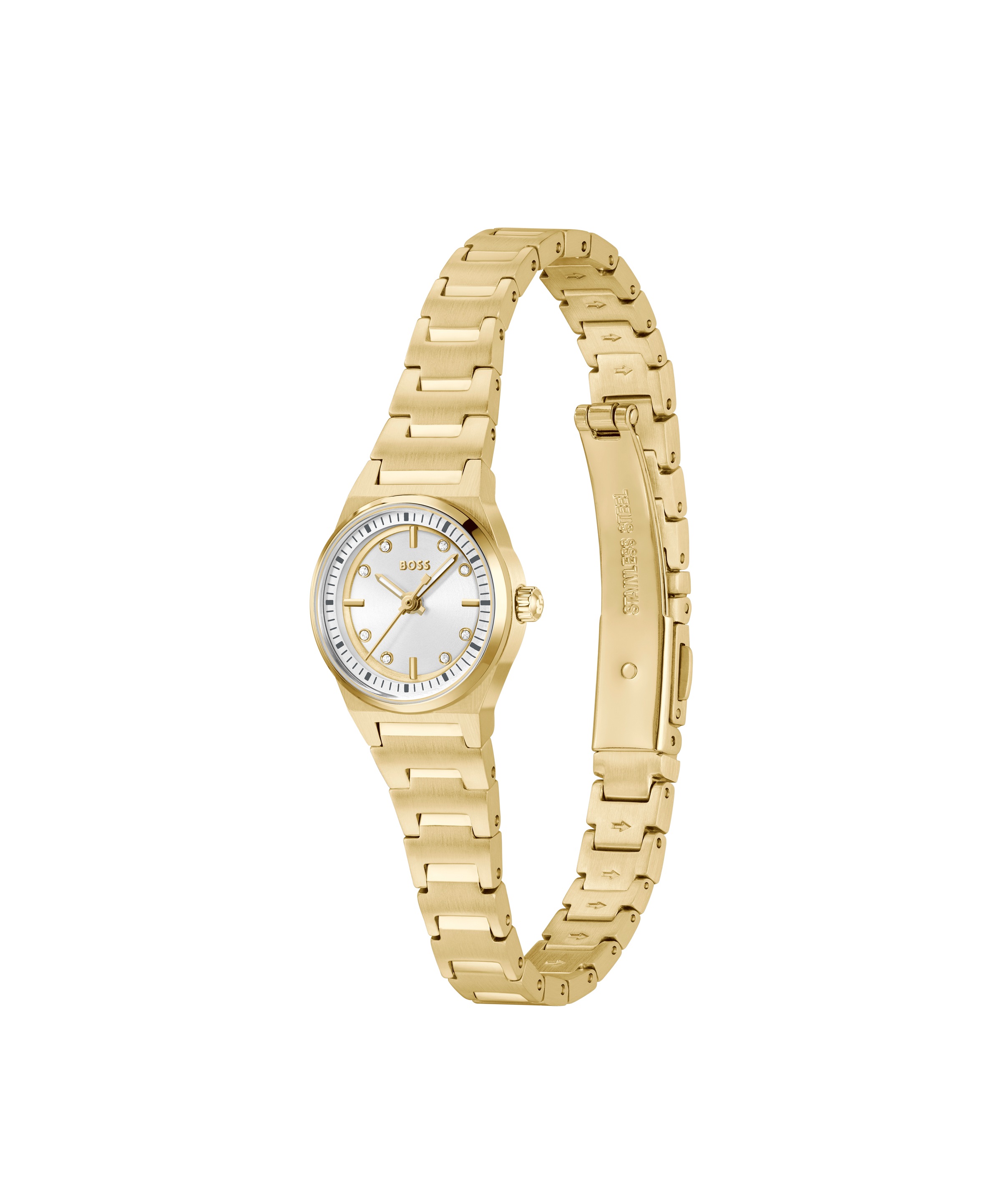 BOSS Quarzuhr »CANDOR« Armbanduhr, Damenuhr, Edelstahlarmband, analog, Glaskristalle