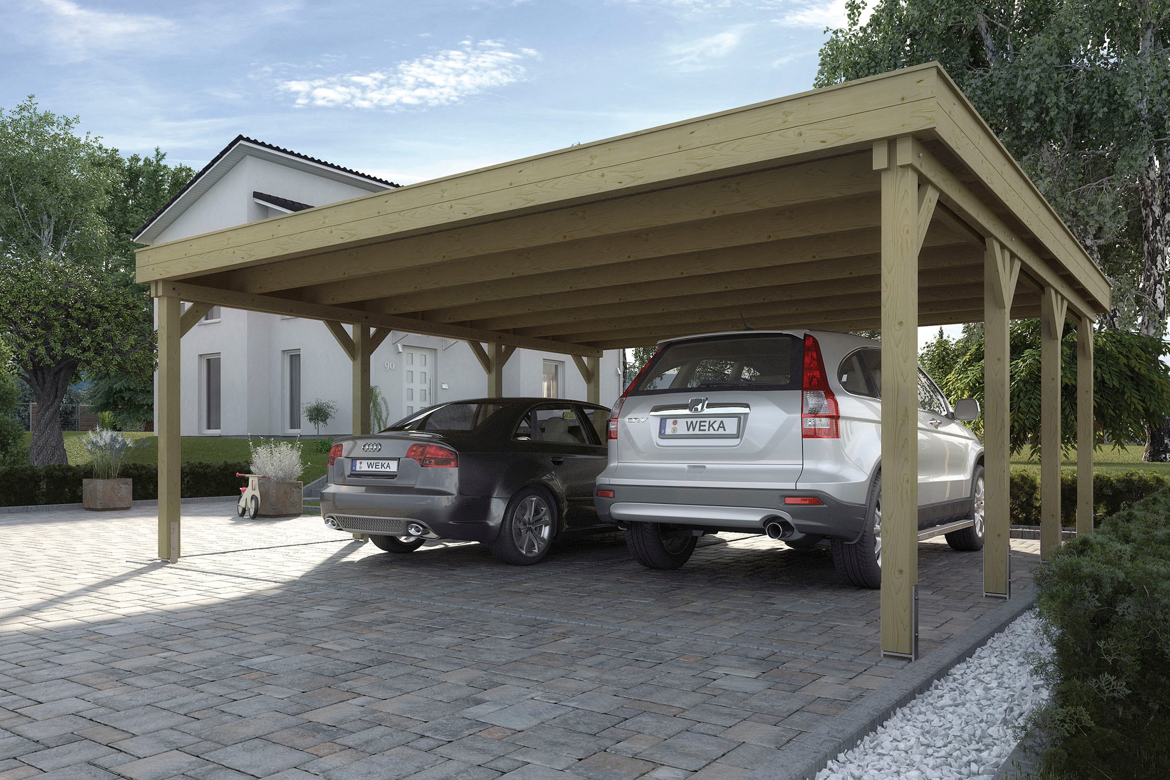 weka Doppelcarport »609 Gr. 1«, Holz, 250 cm, braun