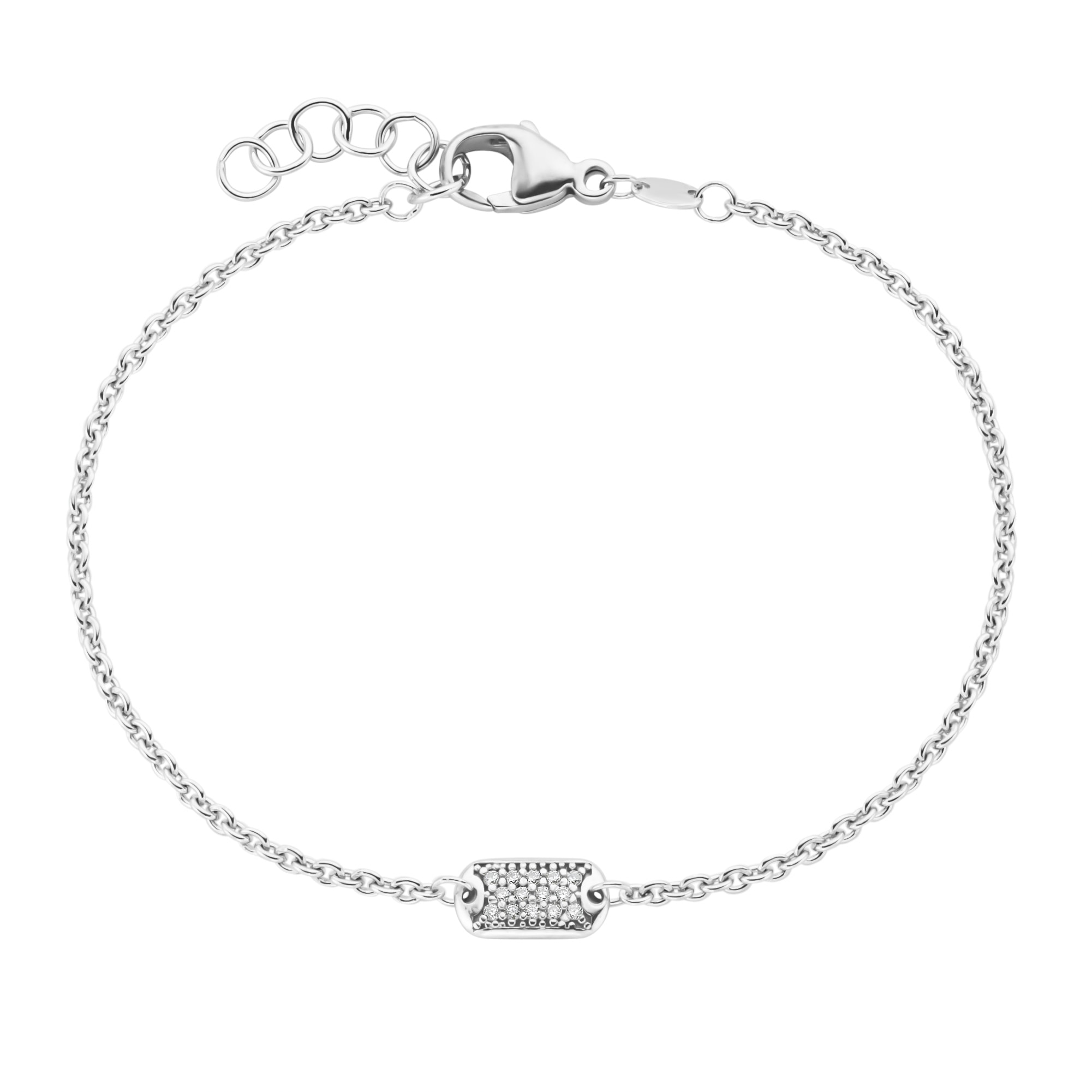 Smart Jewel Armband »Armband Mittelteil rechteckig mit Zirkonia, Silber 925«