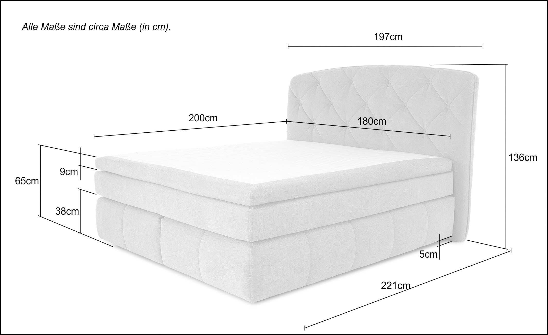 Jockenhöfer Gruppe Boxspringbett »Mila erhältlich in der Größe 180x200cm«, Kaltschaumtopper, 7-Zonen-TTFK-Matratze, mehrere Härtegrade wählbar