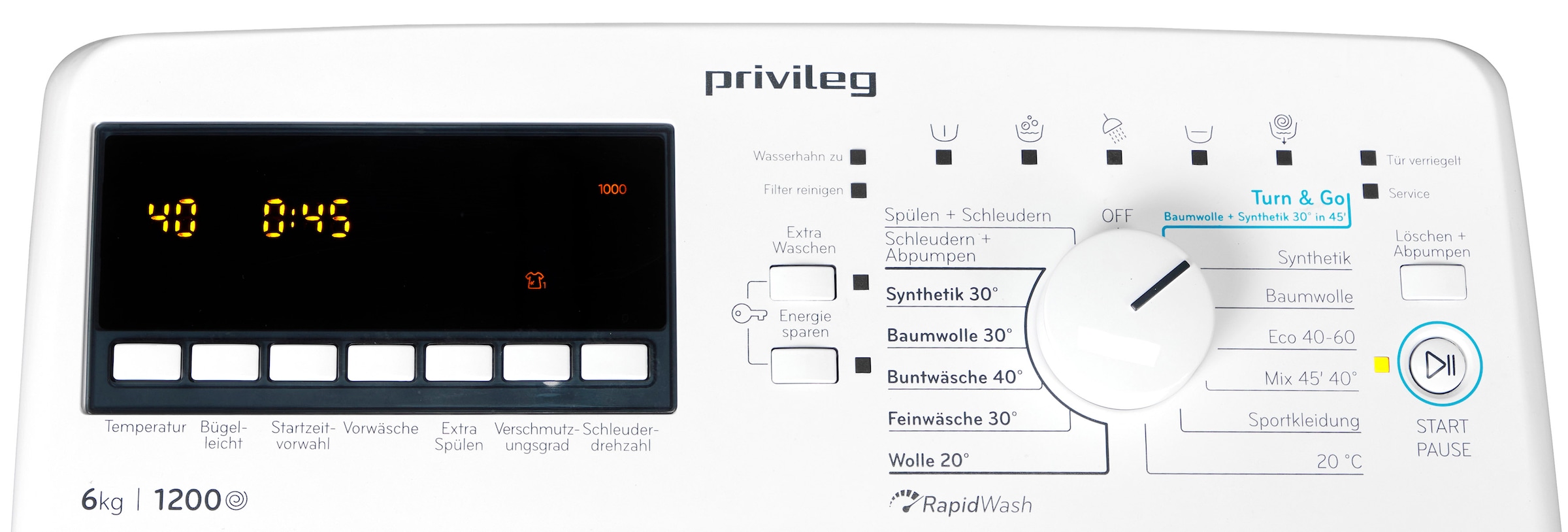 Privileg Waschmaschine Toplader »PWT A612P N«, 6 kg, 1200 U/min, Water Balance Plus