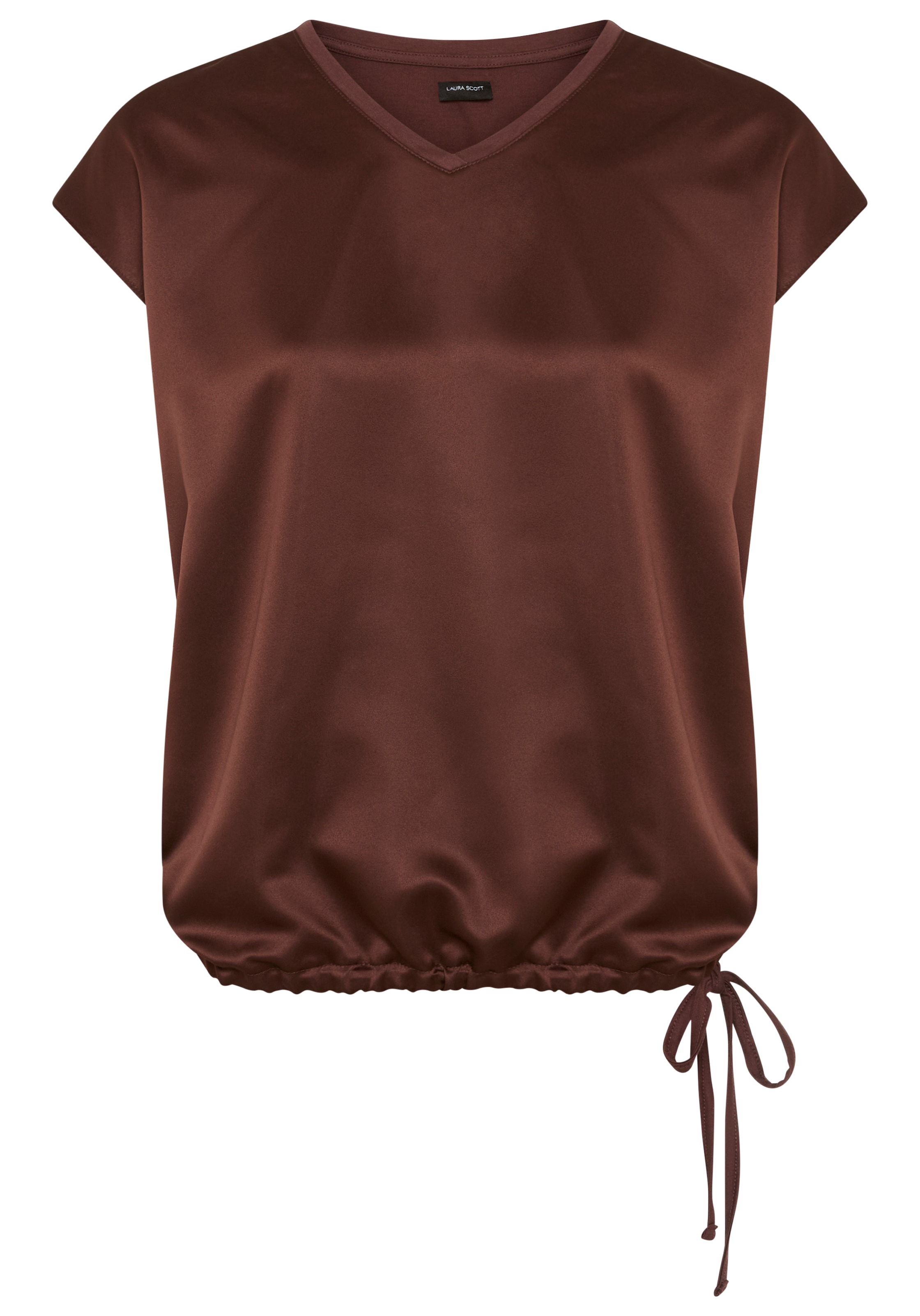 Laura Scott Shirtbluse, Satin-Bluse mit Jersey-Rückenteil und Bindeband - NEUE KOLLEKTION