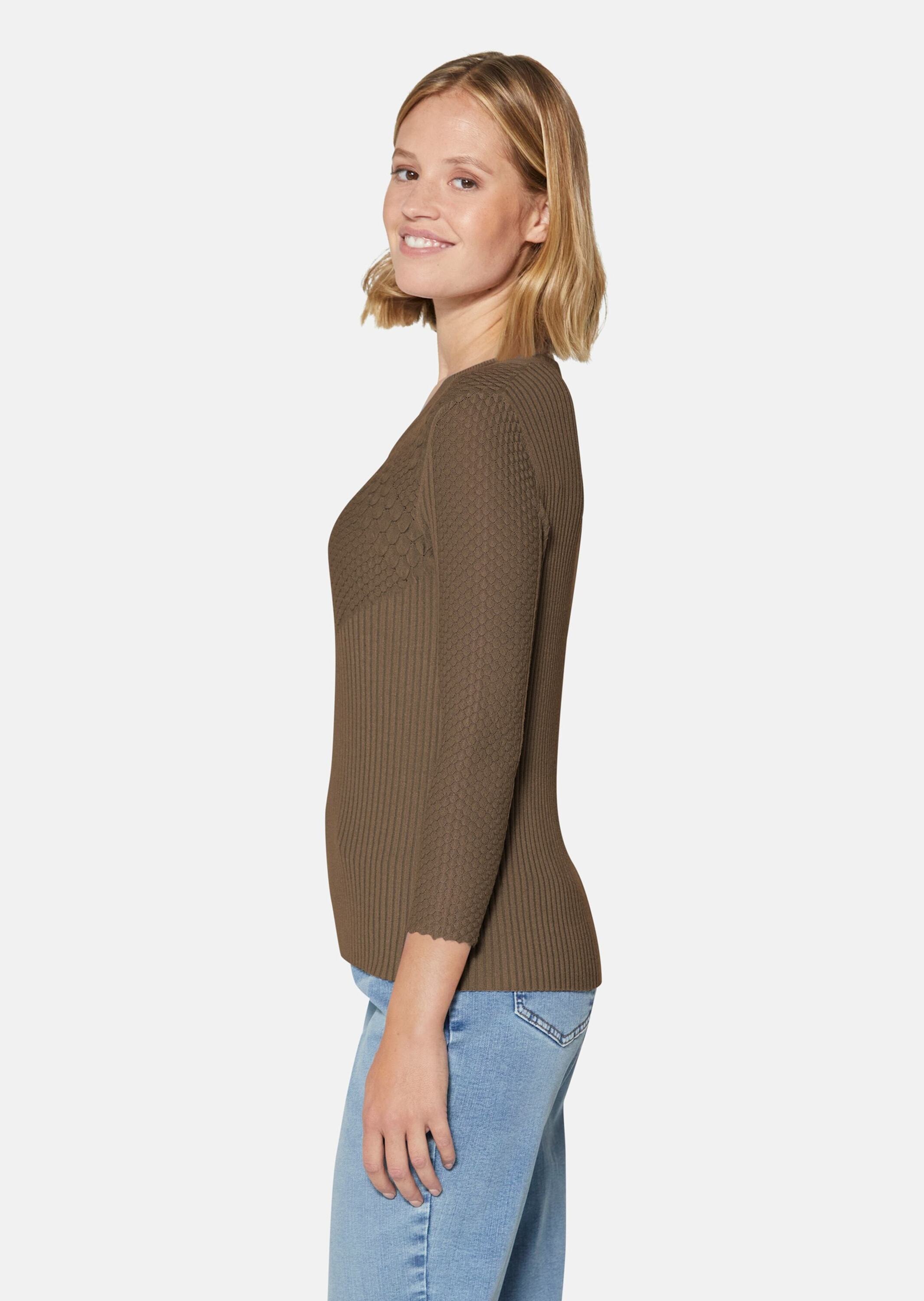 MADELEINE Longpullover »Pullover Schmaler Rippstrickpullover, Baumwollmix«