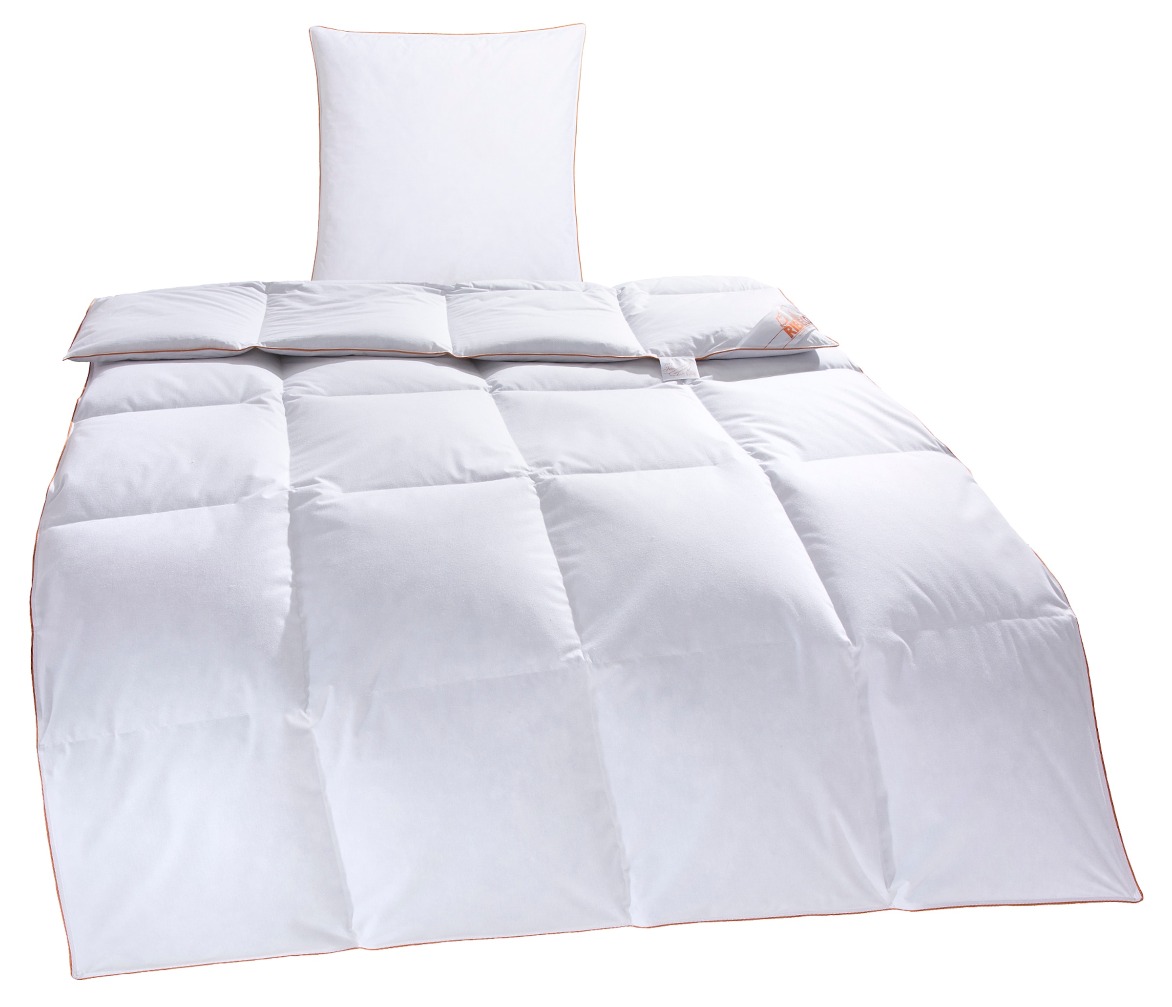 RIBECO Daunenbettdecke + Kopfkissen »Richard, Bettwaren-Set in 135x200 oder 155x220 cm, Sommer oder Winter«, (Spar-Set), Seit 105 Jahren überzeugt RIBECO durch Qualität