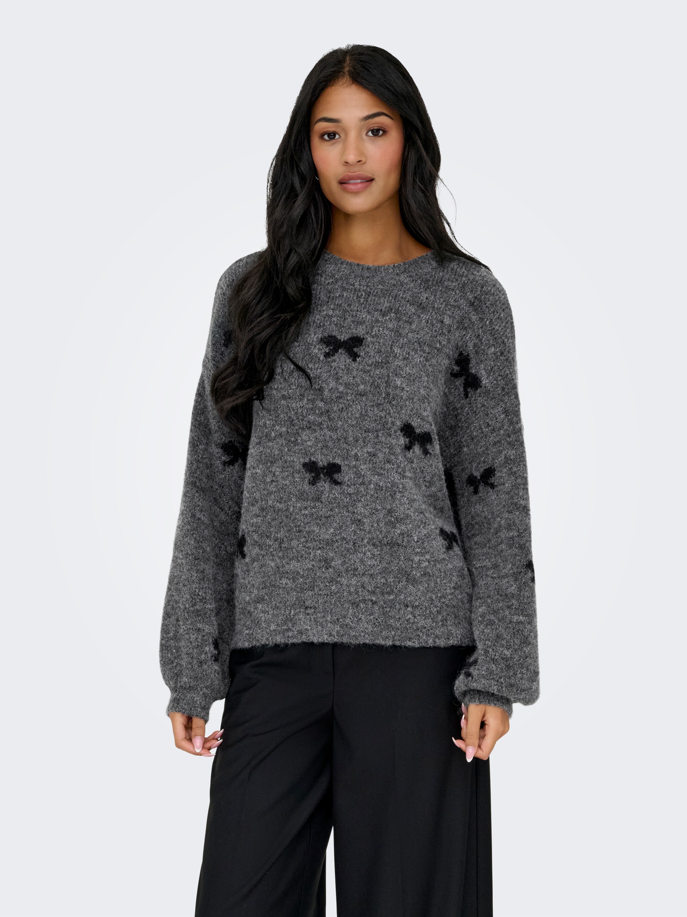 ONLY Rundhalspullover »ONLBRUNHILDA LIFE LS BOW O-NECK KNT«