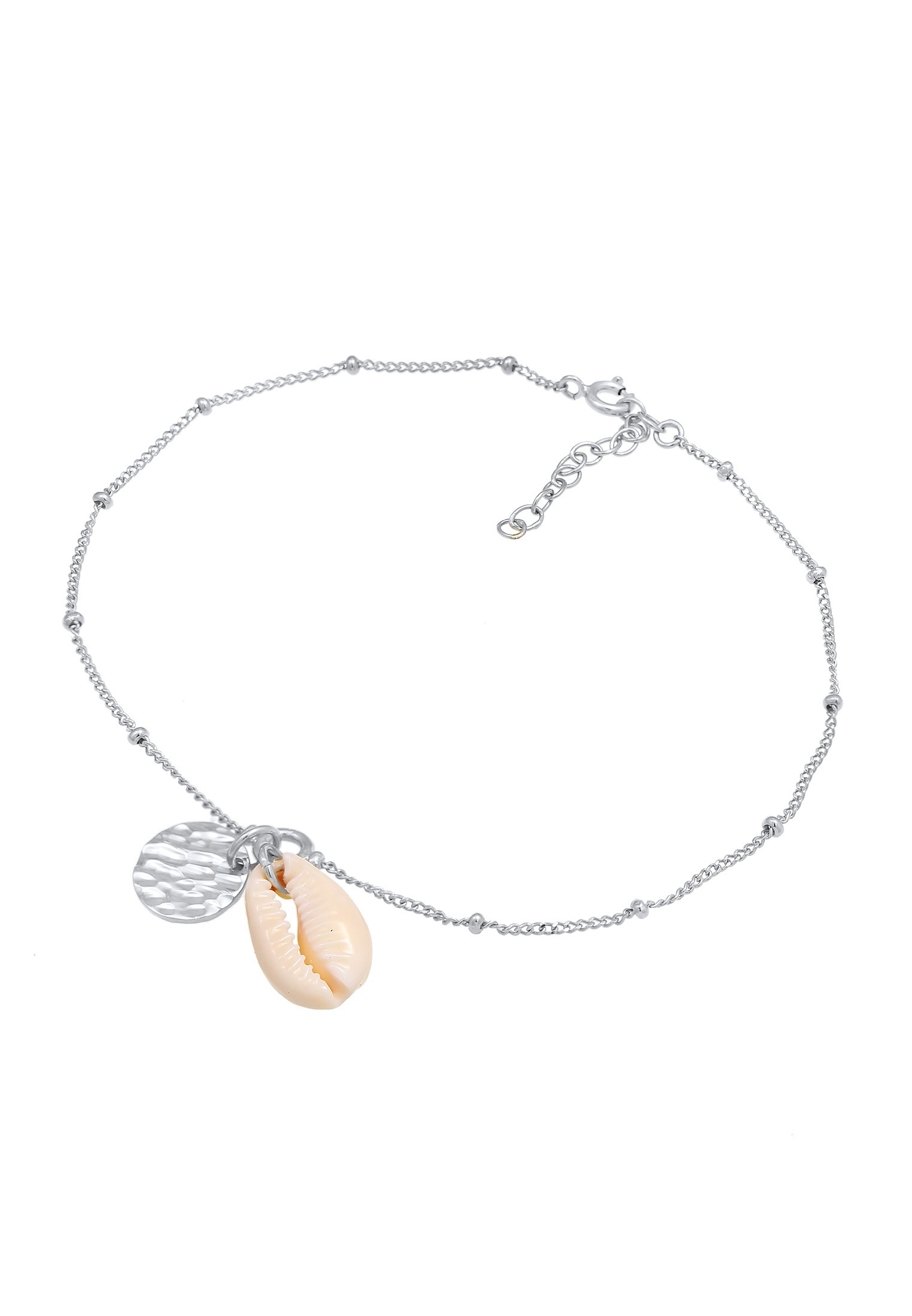 Elli Fußkette »Fußschmuck Plättchen Kauri Muschel Maritim 925 Silber«