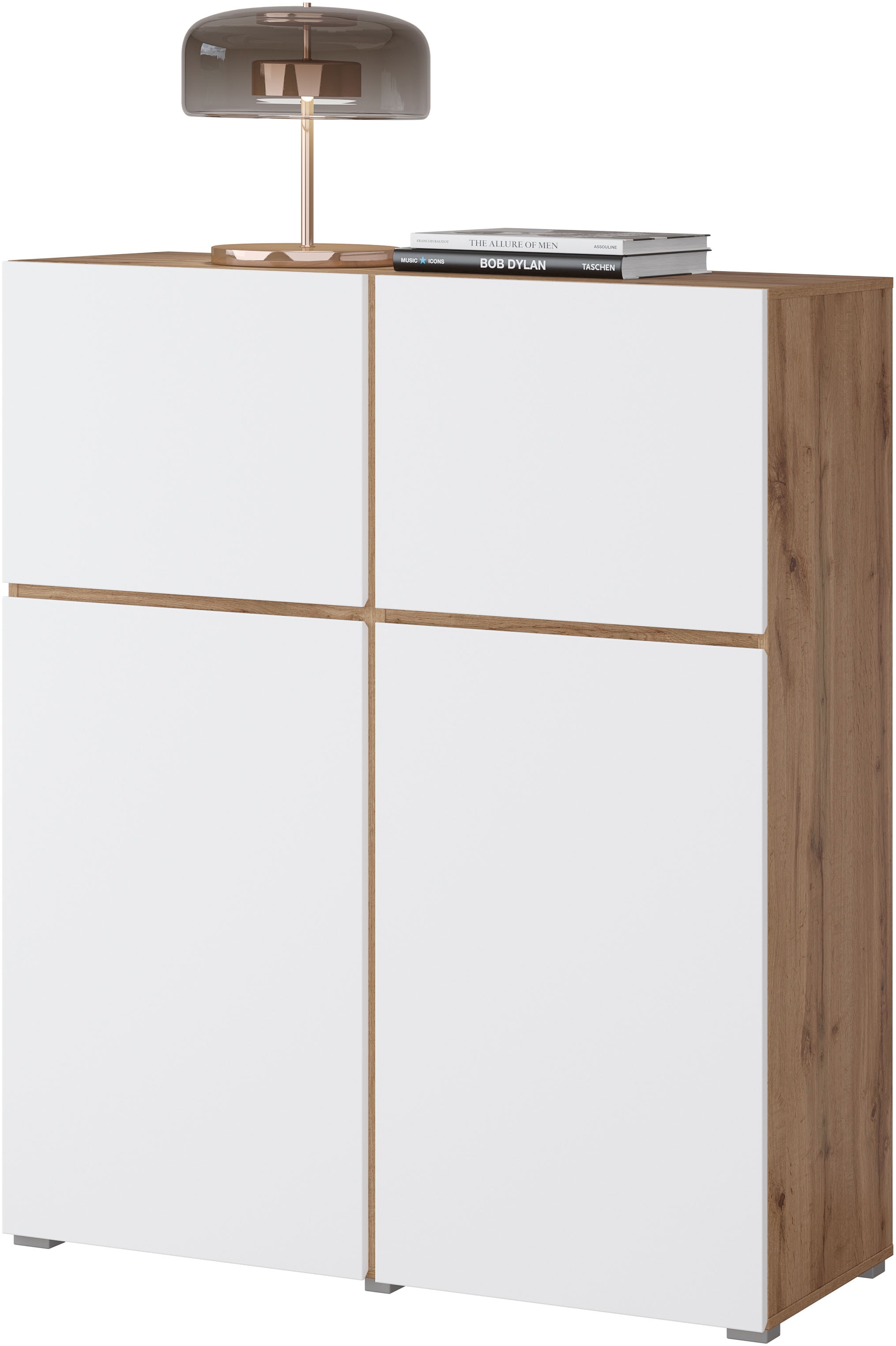 INOSIGN Highboard »Cross, moderne grifflose Hochkommode mit 4 Türen,Türkommode«, Hochschrank, Höhe 139 cm mit viel Stauraum, Einlegeböden verstellbar