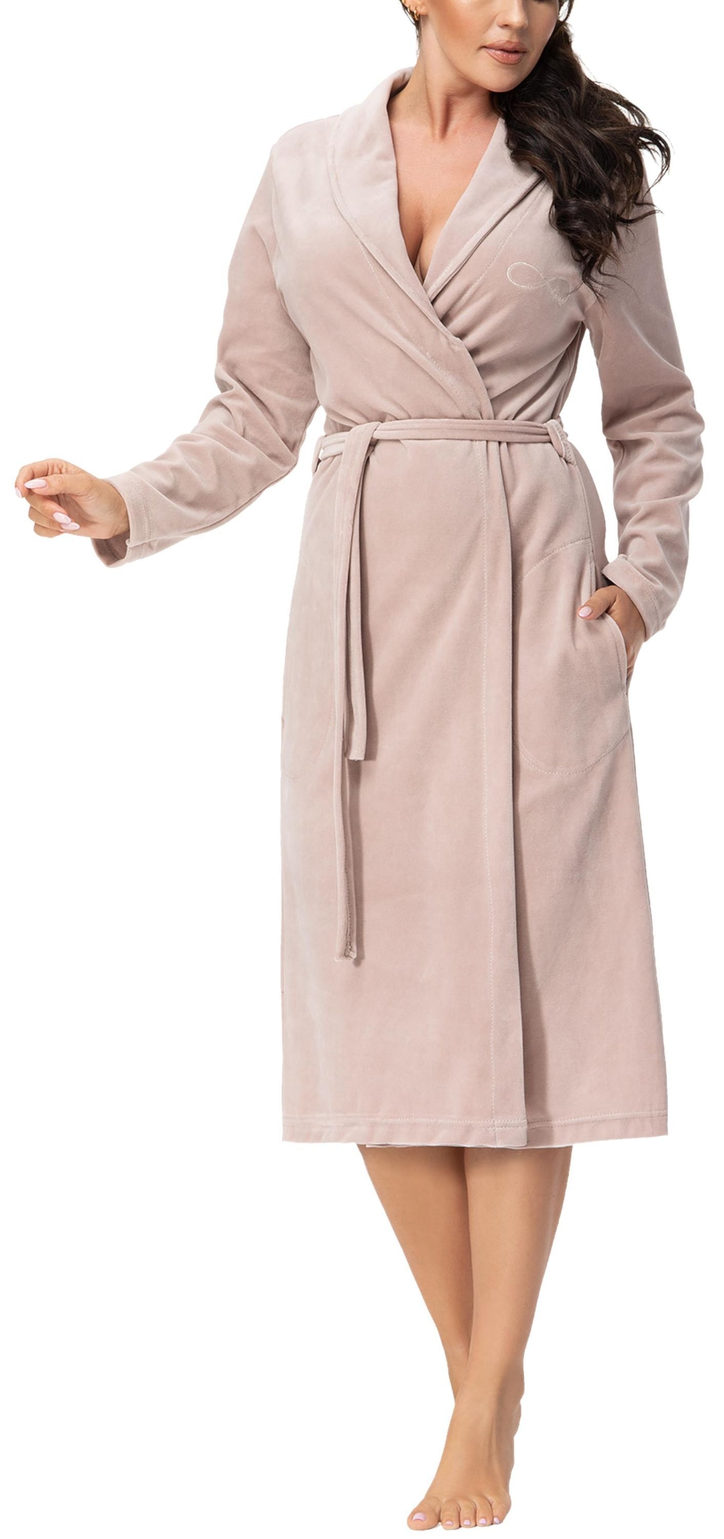 AQUARTI Damenbademantel »Bademantel Bamen Bademantel mit Schalkragen aus Velours«