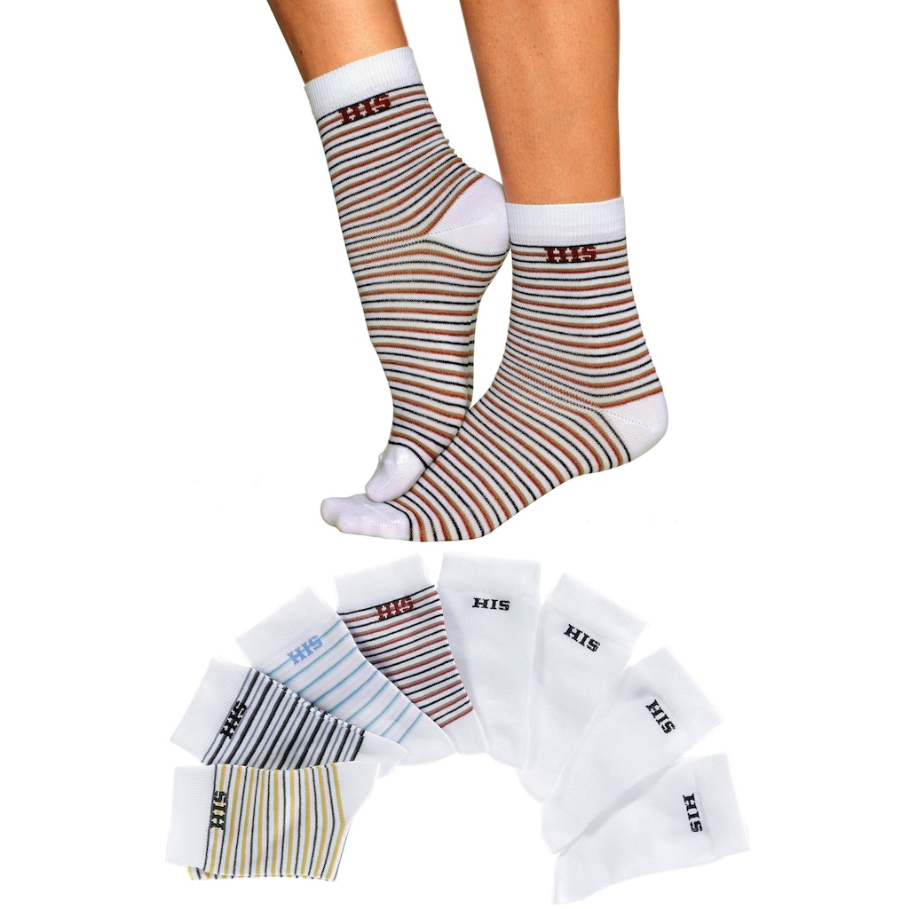 H.I.S Socken, (Set, 8 Paar), geringelt und unifarben