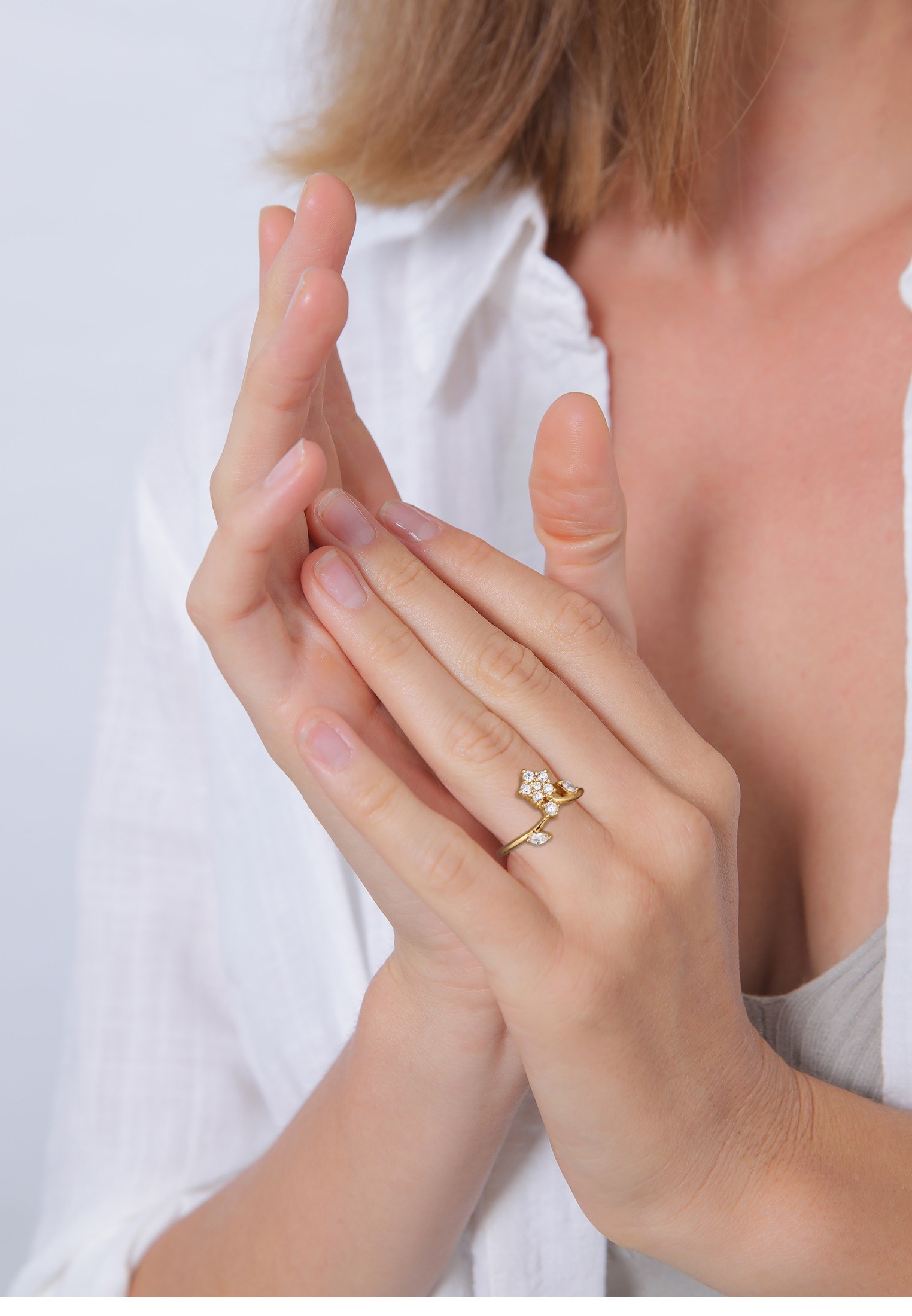 Elli Silberring »Ring Blume Zirkonia Funkelnd Glamour 925 Sterling Silber«