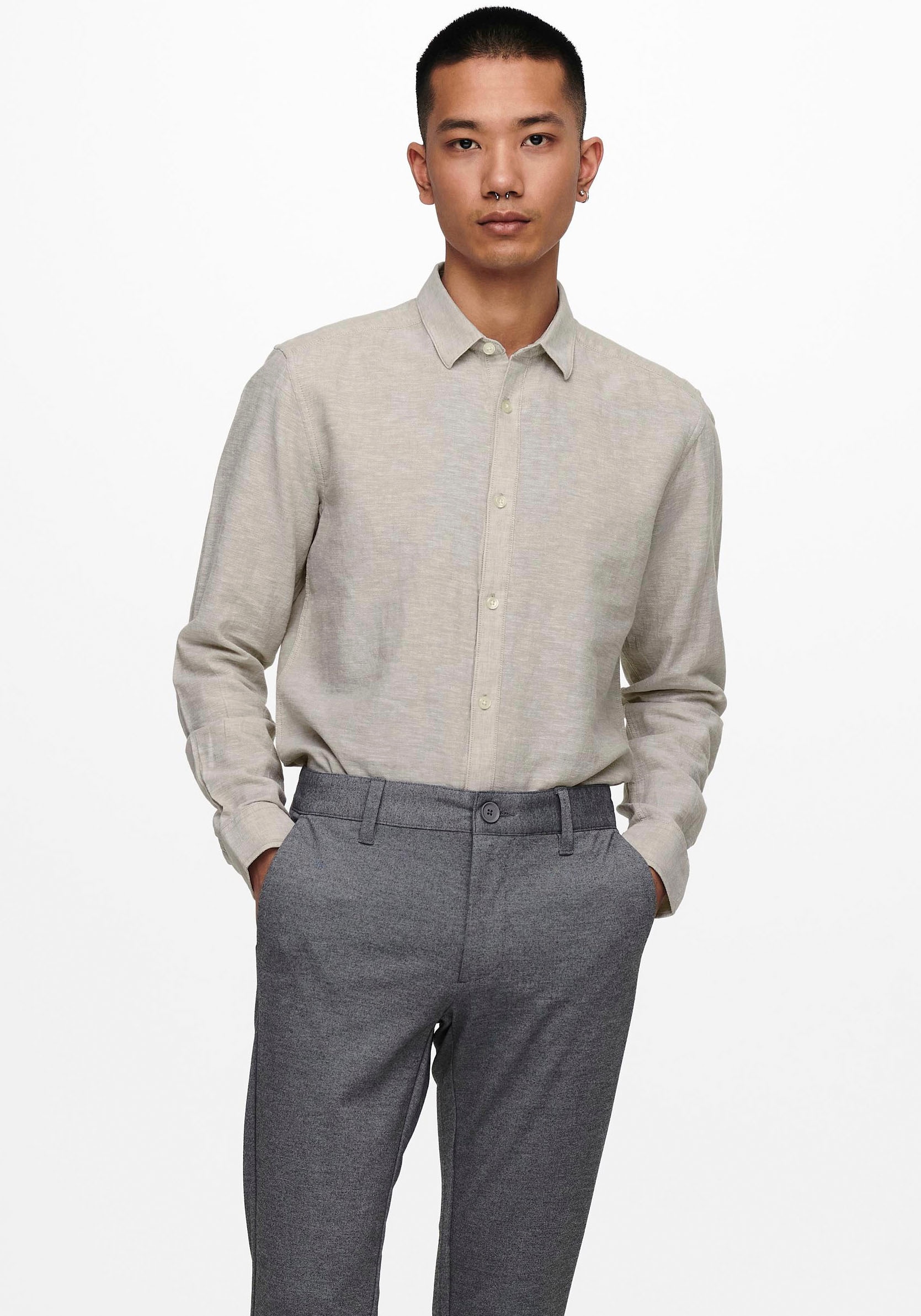 Langarmhemd »ONSCAIDEN LS SOLID LINEN SHIRT NOOS«