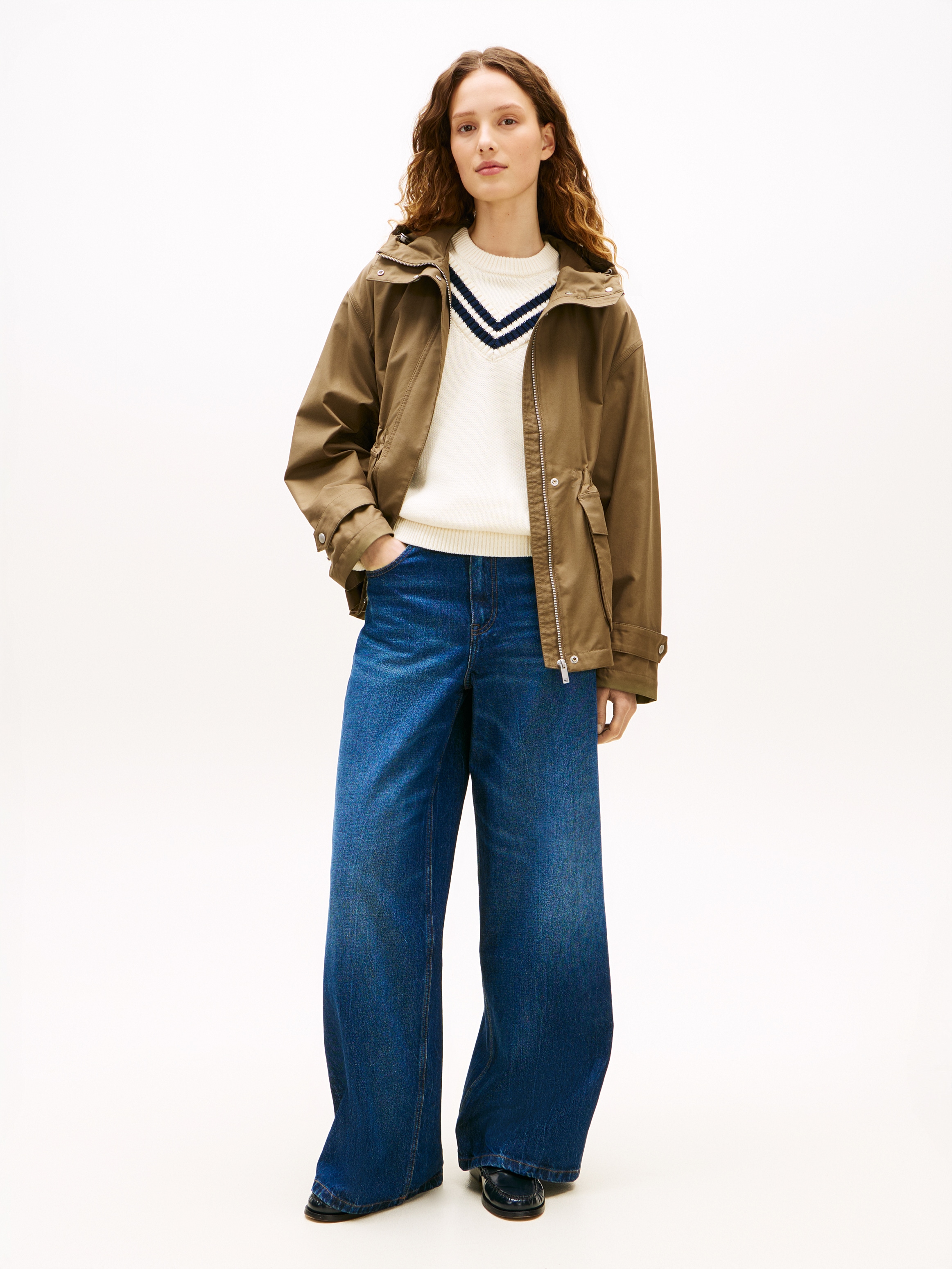 Tommy Hilfiger Outdoorjacke »COTTON NYLON UTILITY SHORT PARKA« mit Kapuze mit verdecktem Reißverschluss