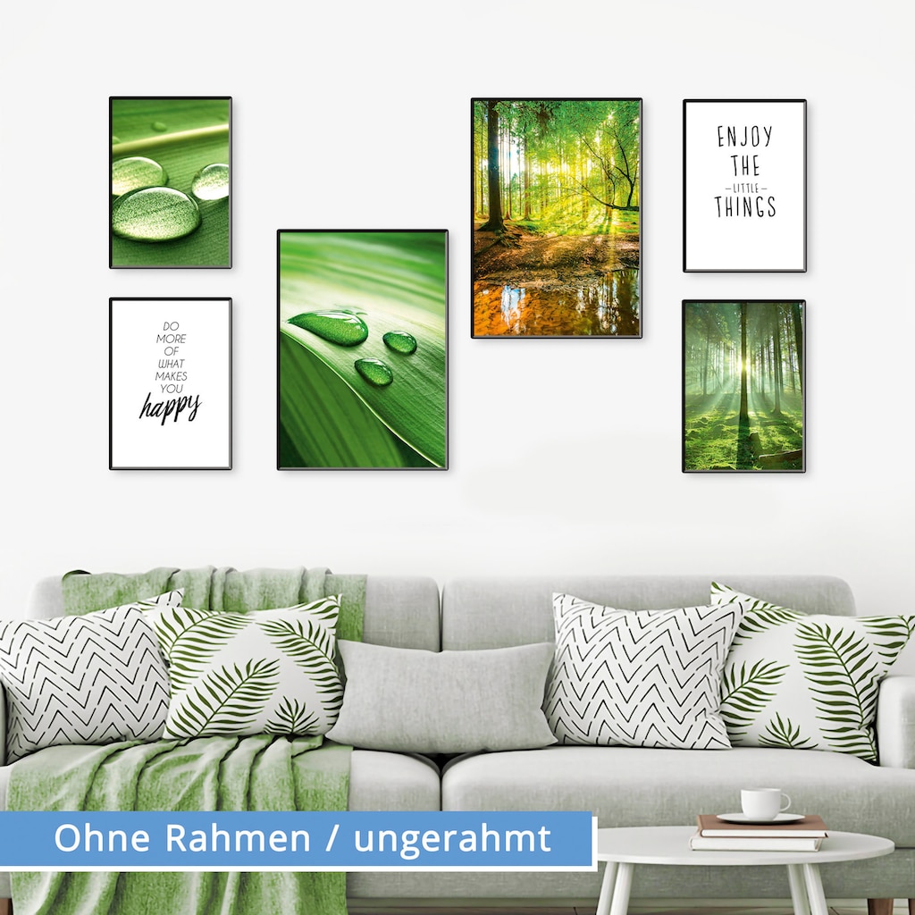 Artland Poster »Genieße die Natur«, Baumbilder, (Set, 6 St.)