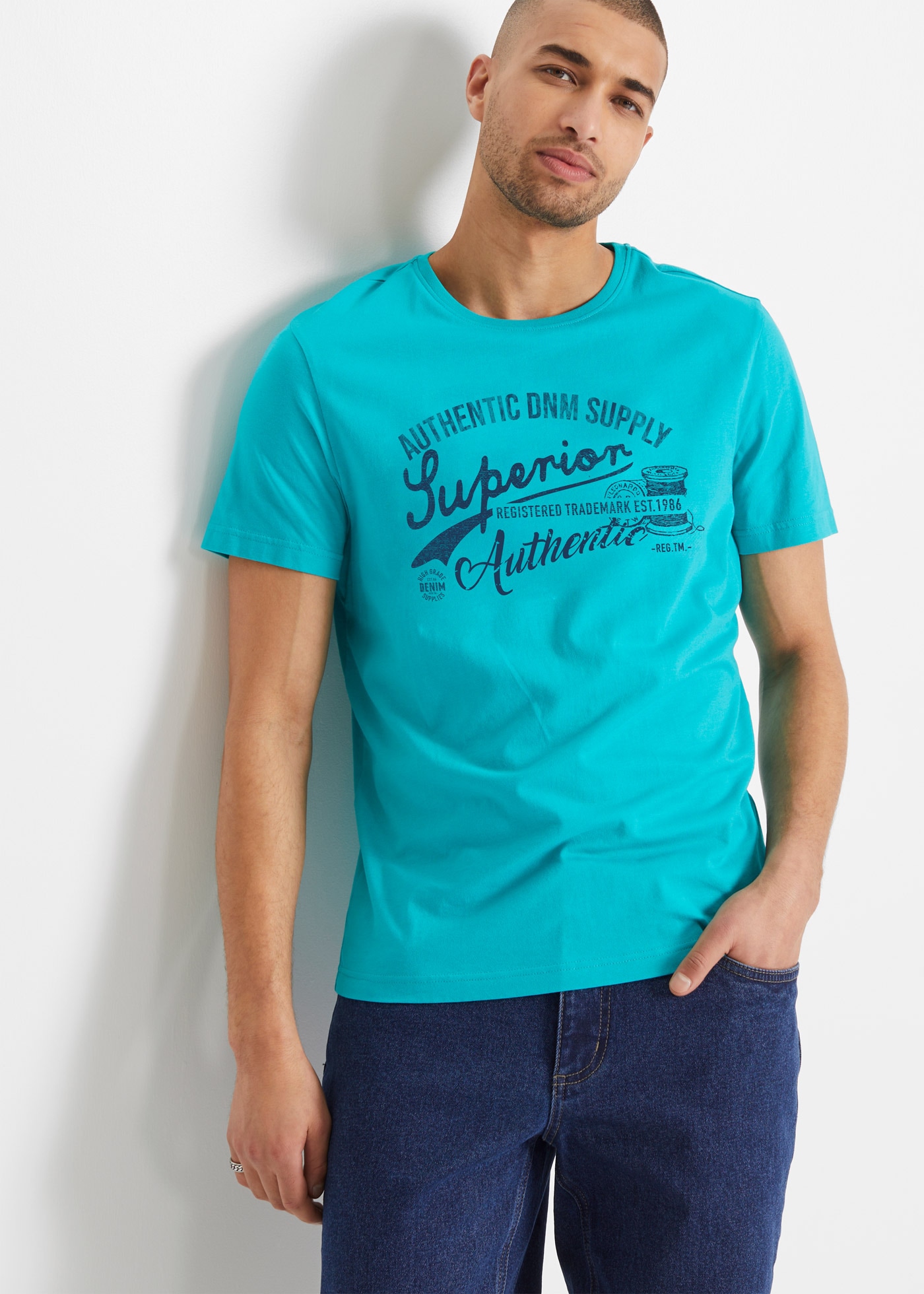 bonprix T-Shirt Packung, 2 regular fit, Kurzarm, coole Frontprints