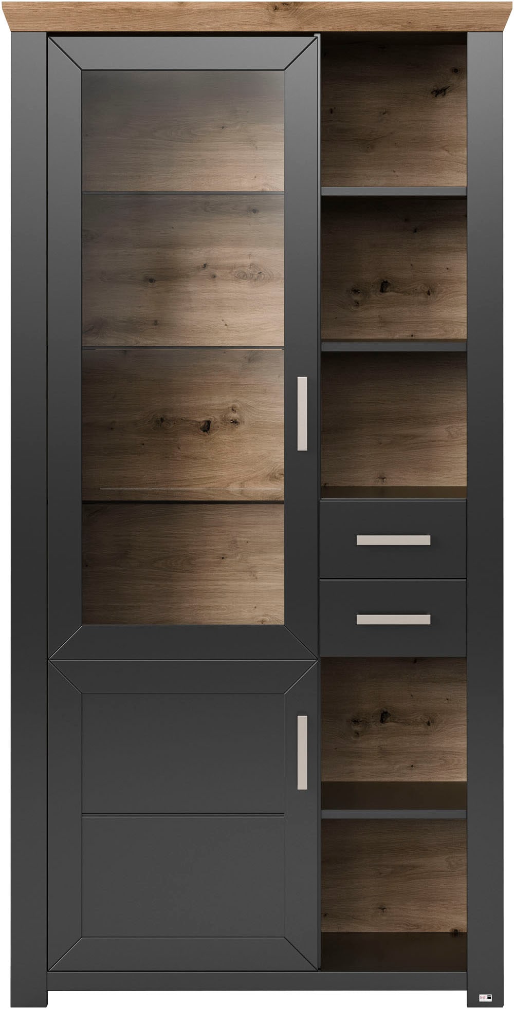 set one by Musterring Standvitrine »York« Typ 05 und 06, mit Glastür, Beleuchtung optional, Höhe 207 cm