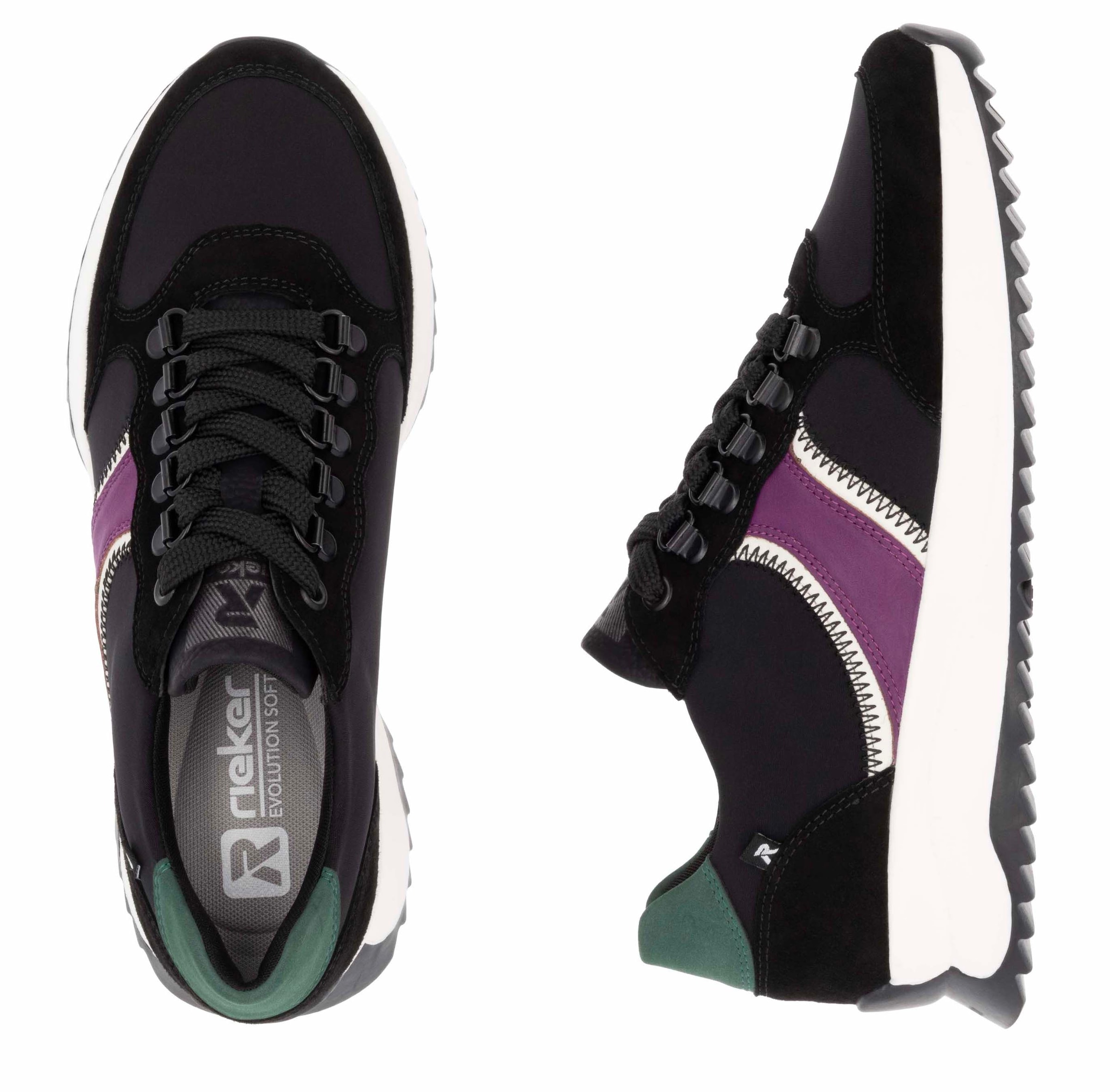 Rieker EVOLUTION Sneaker, Freizeitschuh, Halbschuh, Schnürschuh mit modischen Kontrastbesätzen