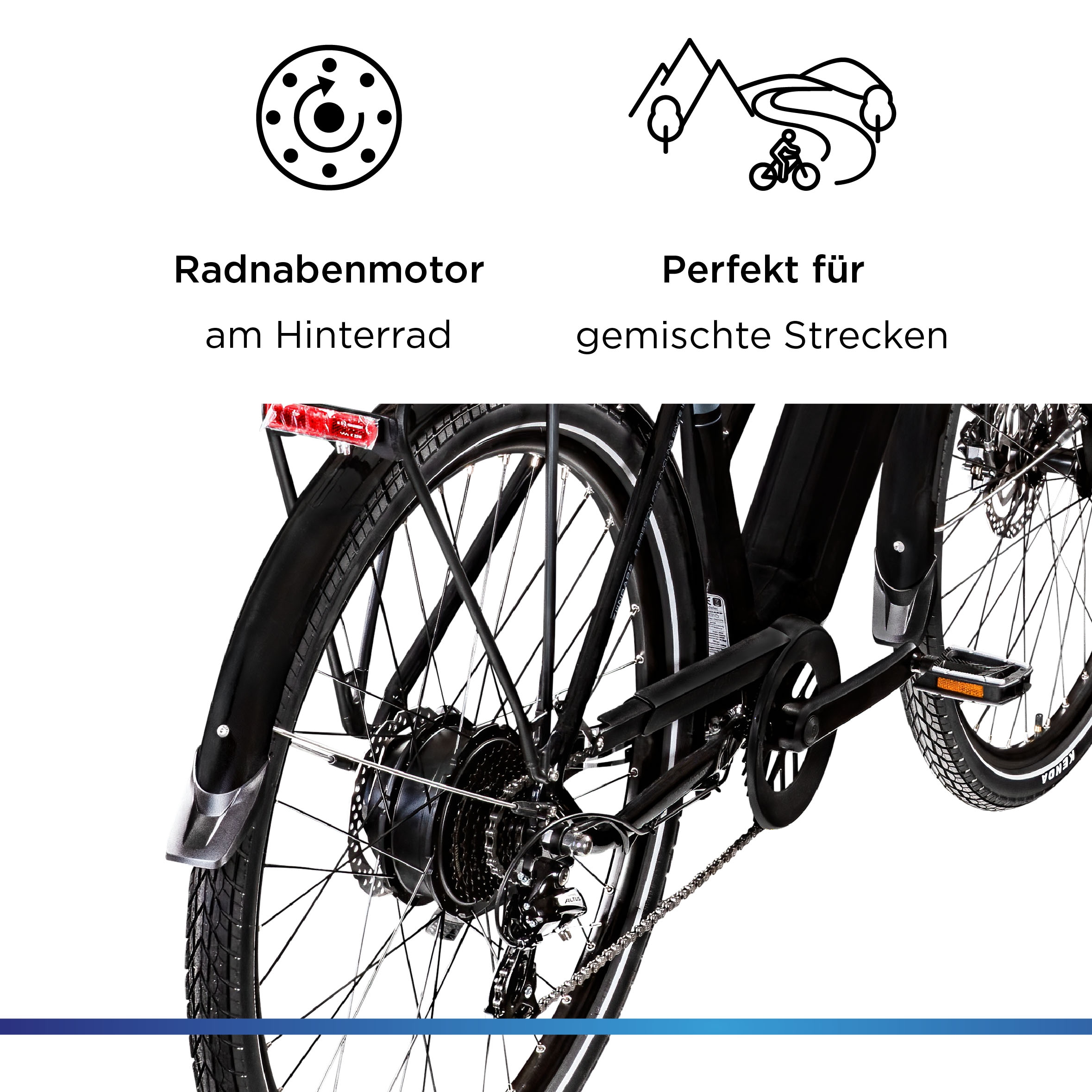 Zündapp »Z810« 24 Gang Shimano Altus RD-M310 Schaltwerk Kettenschaltung Heckmotor 250 W Pedelec, Elektrofahrrad für Damen