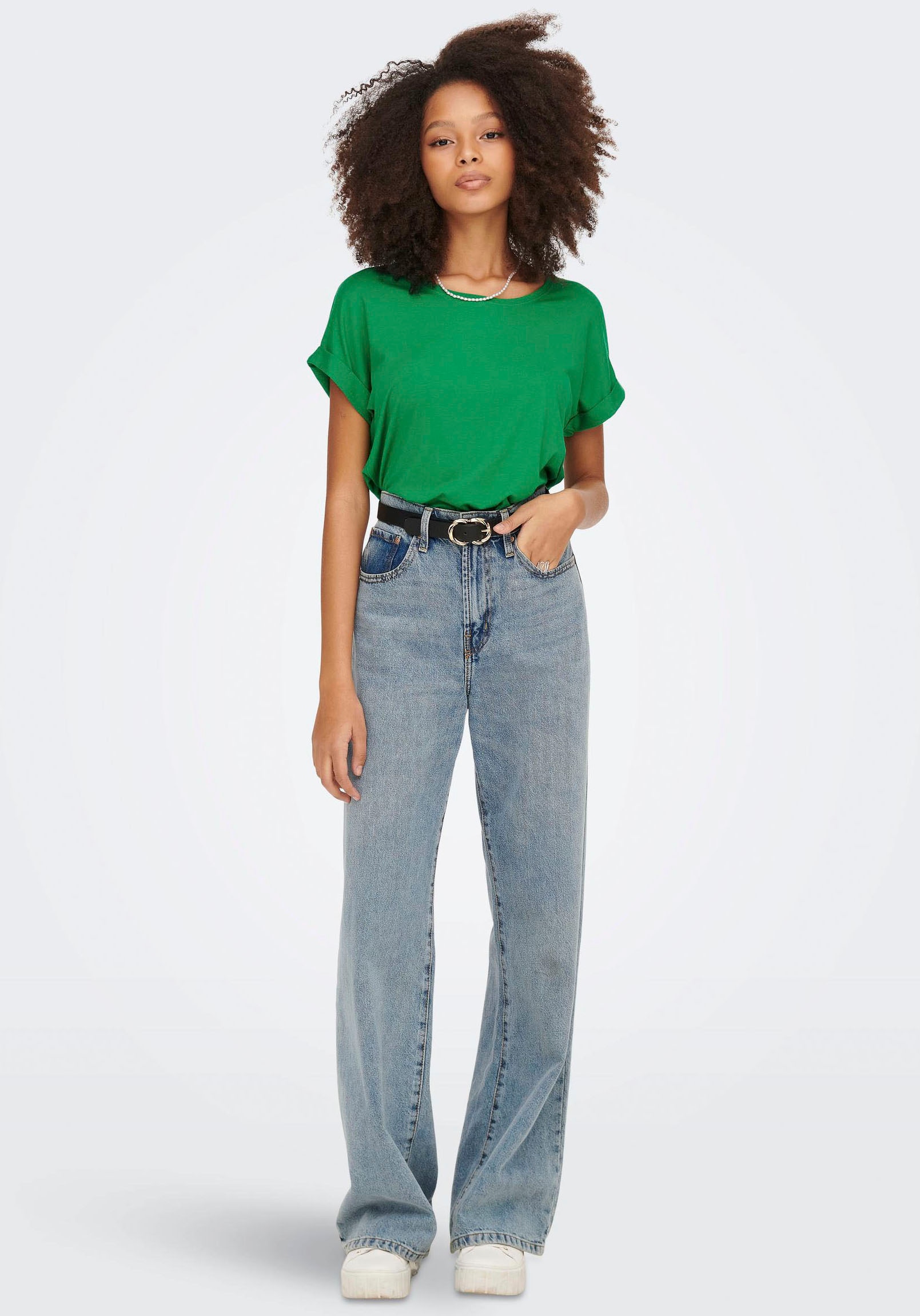 ONLY T-Shirt »ONLMOSTER S/S O-NECK TOP NOOS JRS«, mit Aufschlag am Arm