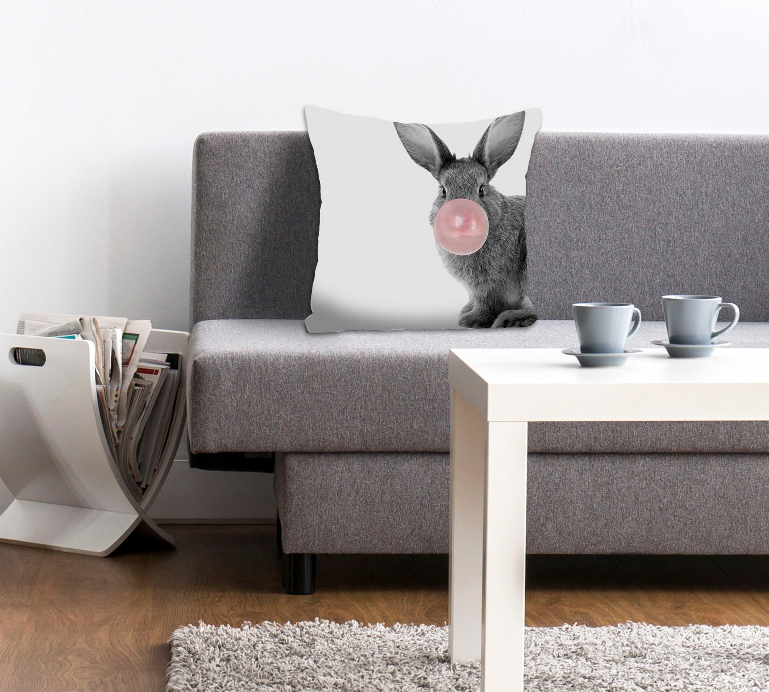 queence Dekokissen »Bunny Gum«, mit einem Hasen mit Kaugummi