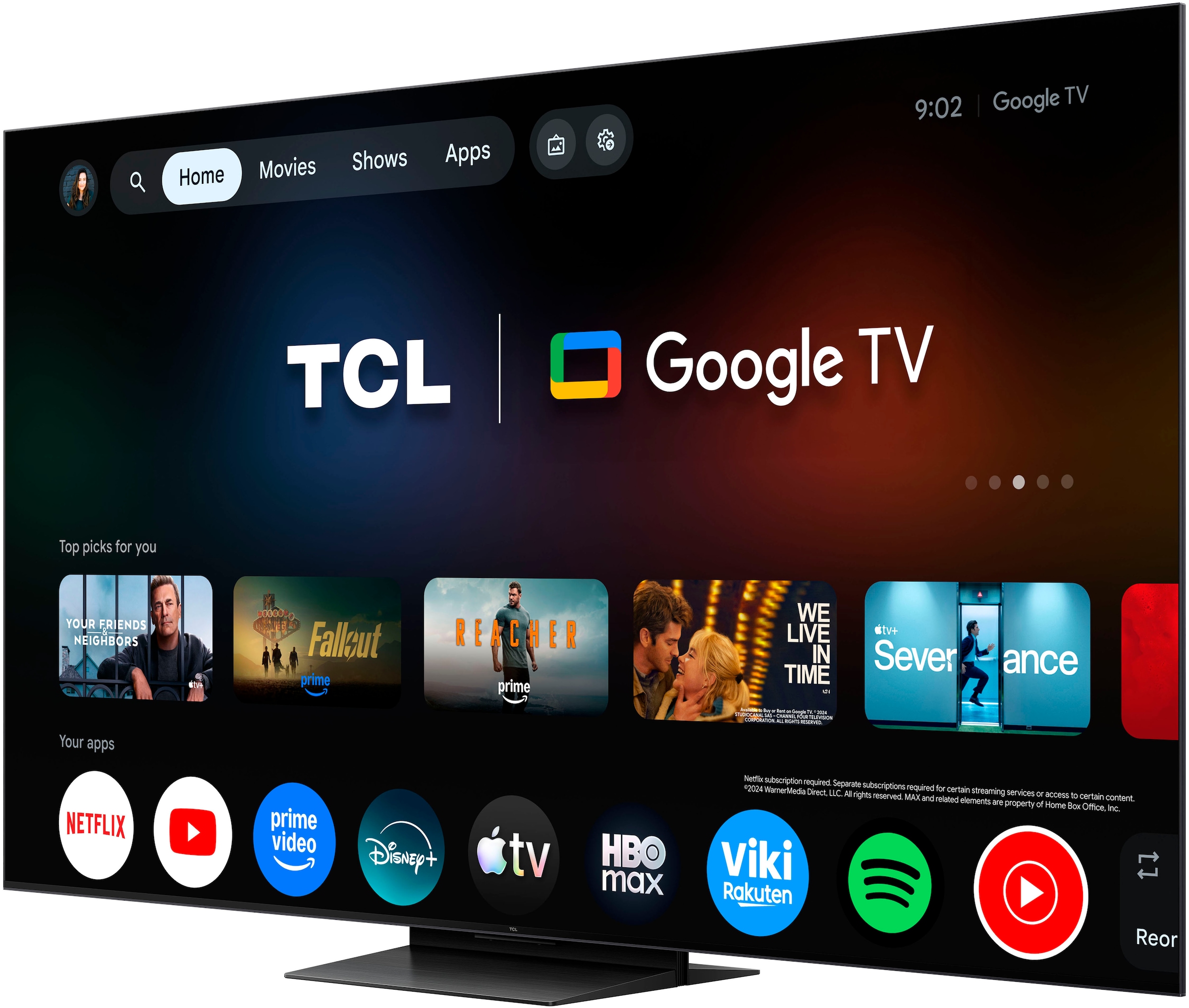 TCL Mini-LED-Fernseher »65RM7LX1« 164 cm/65 ″ Apple Airplay 2, 2.000 nits HDR , 100 % BT.2020, ONKYO 2.1