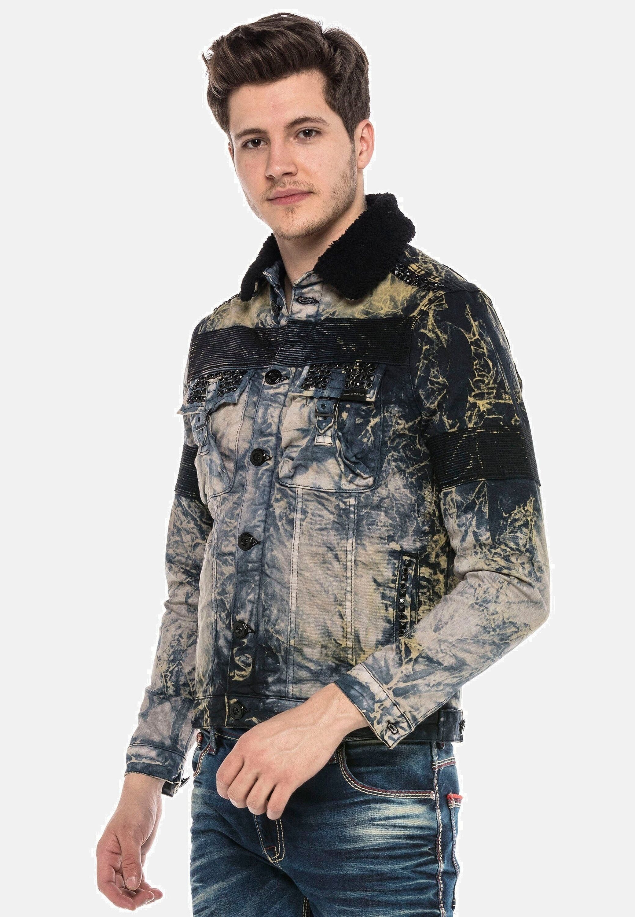Cipo & Baxx Jeansjacke »Cipo & Baxx Jacke« ohne Kapuze mit Hemdkragen, CJ245