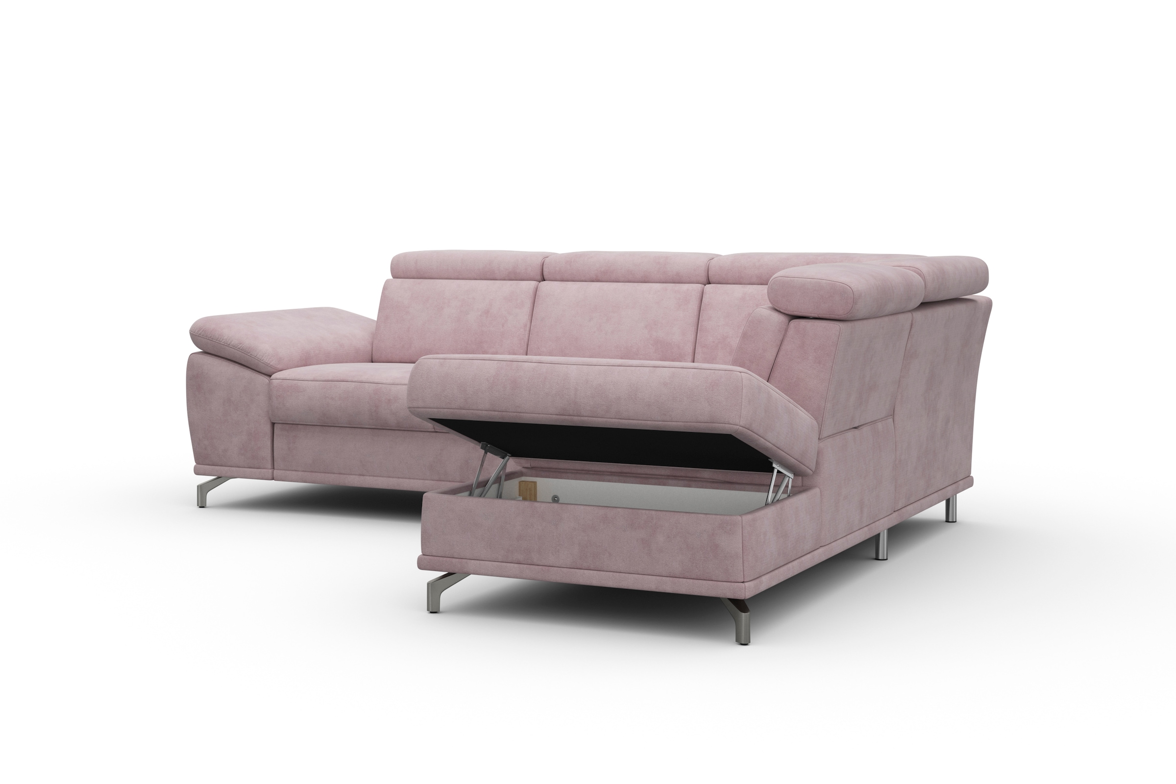 sit&more Ecksofa »Cabrio L-Form, mit Sitztiefenverstellung, Arm- und Kopfteilverstellung«, 3 Nierenkissen, Federkern, optional Bettfunktion und Stauraum