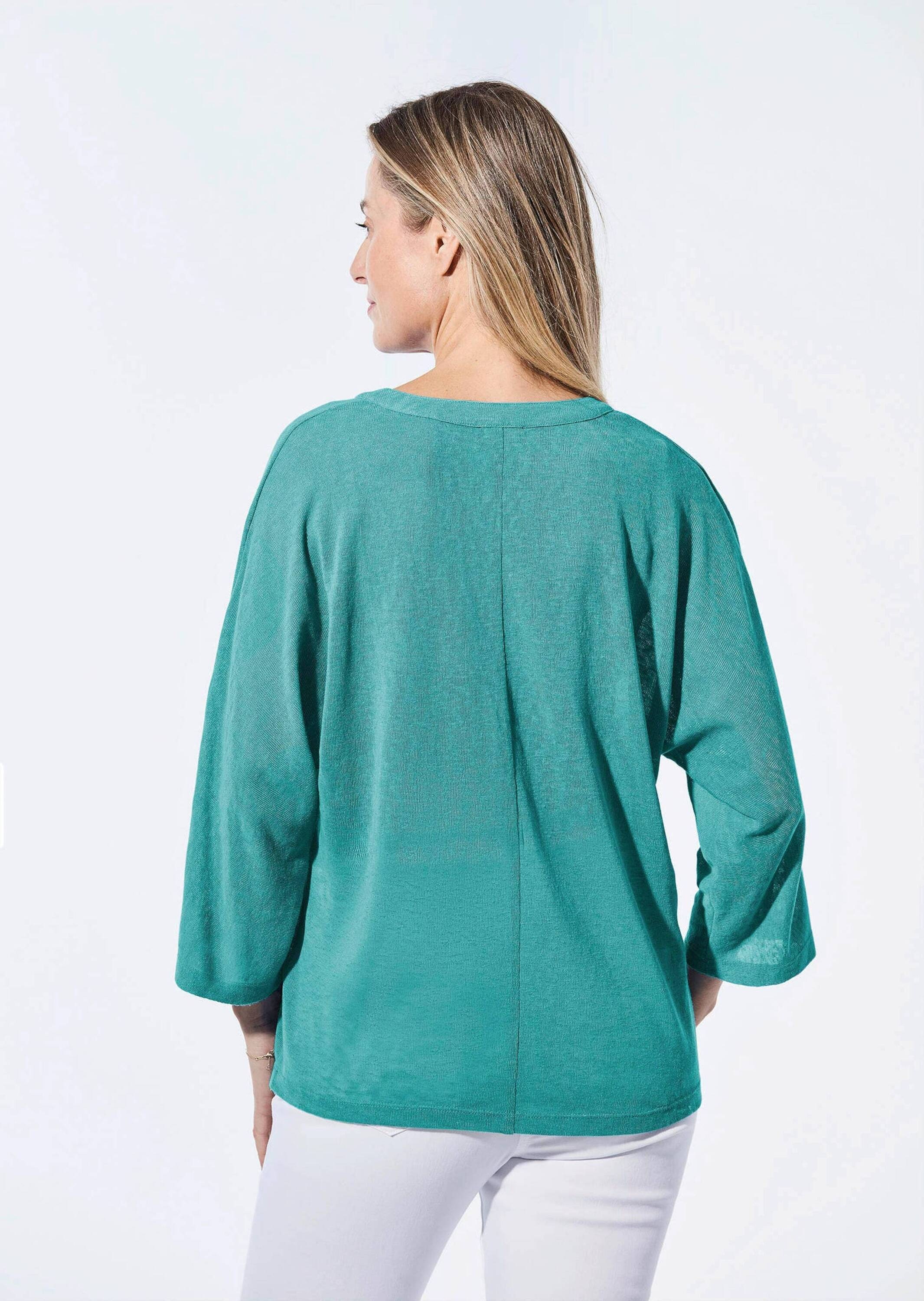 GOLDNER Kurzarmshirt »Kurzgröße Shirt in Leinenoptik«