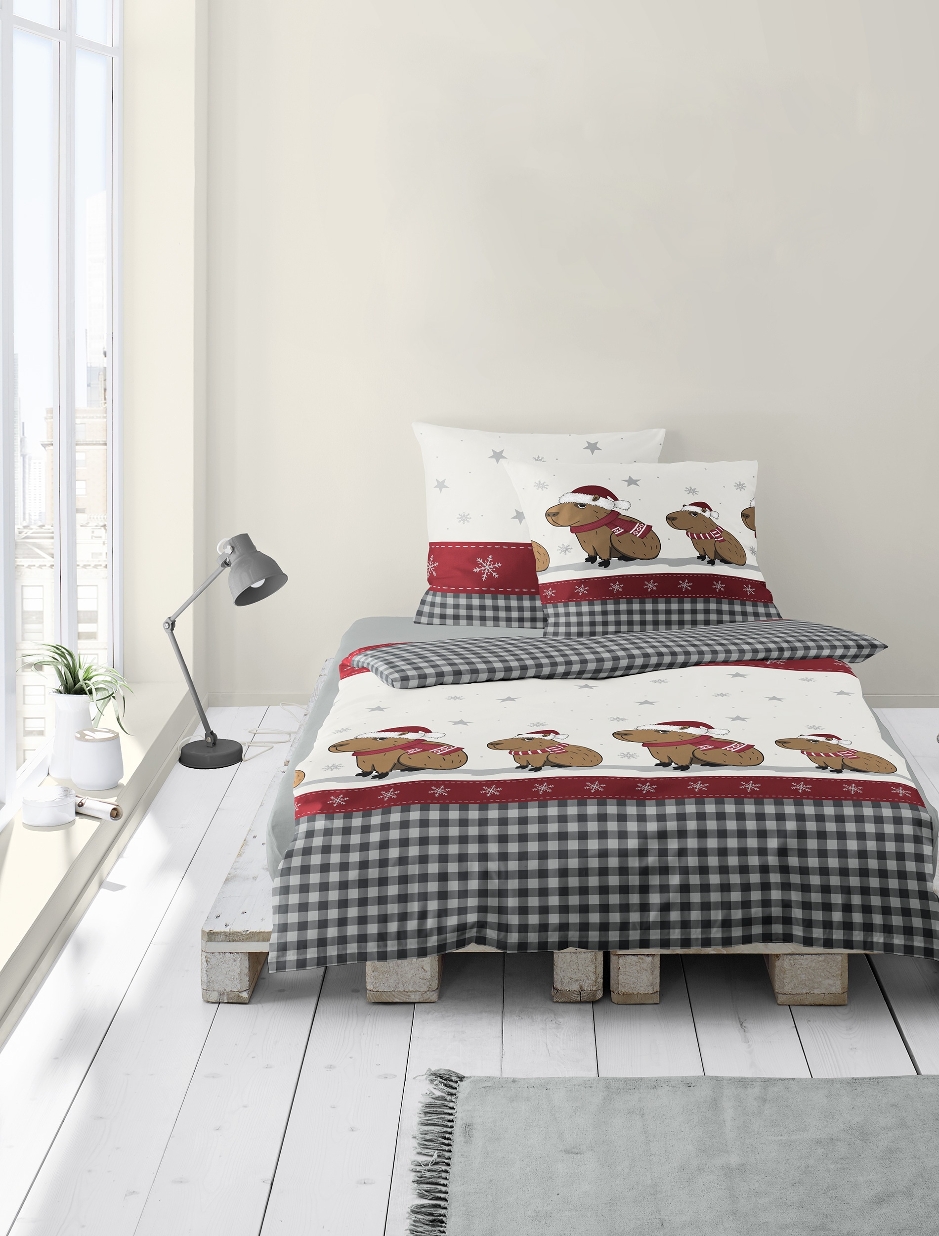 BIERBAUM Bettwäsche »Wichtel« 2 tlg. 100 % Baumwolle, Biber, unterschiedliche Weihnachts-Designs