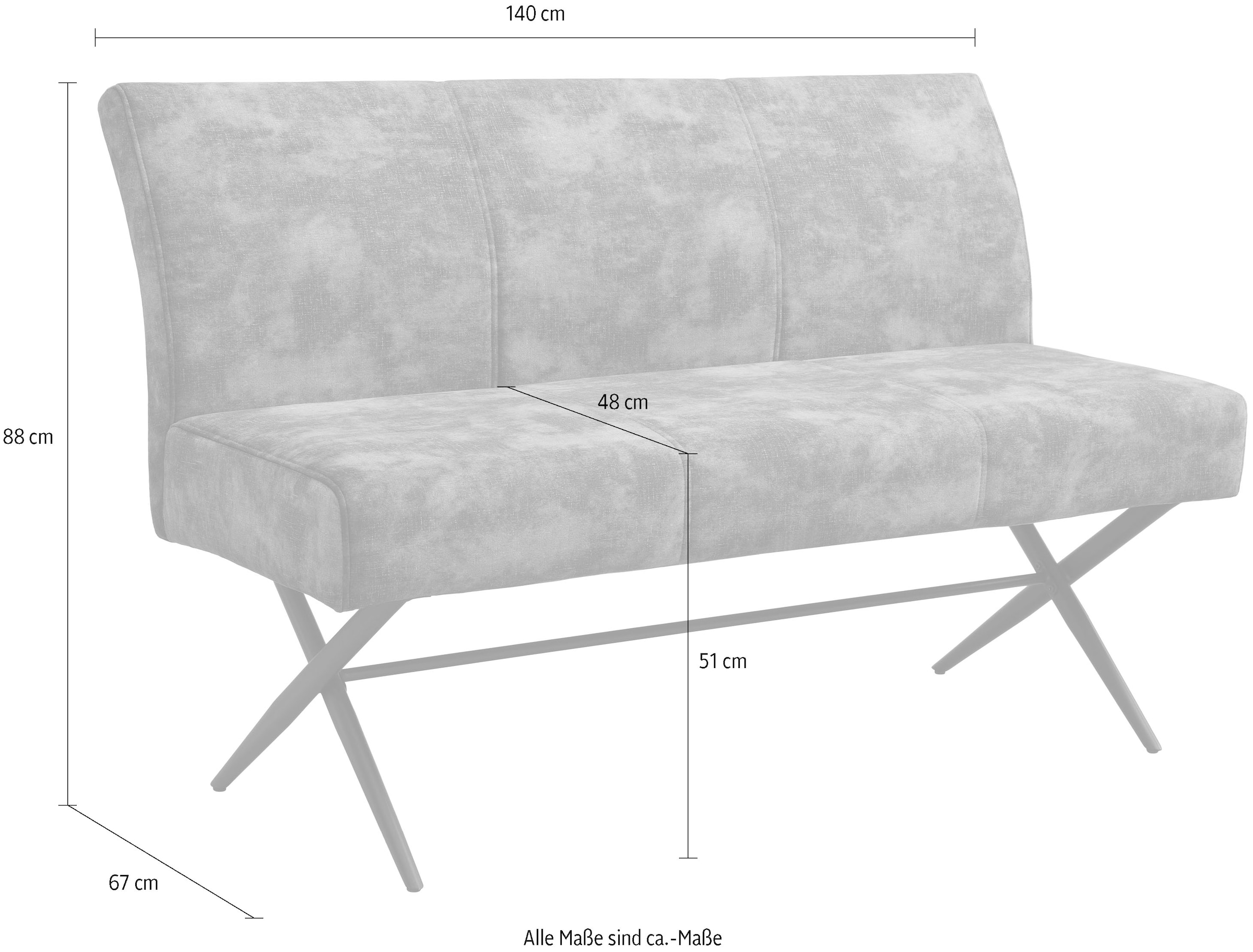 HELA Sitzbank »PORTO« 1 Stk. tlg. Einzelbank mit Rücken, X-Gestell, Federkorb, Vintage Velvet Optik