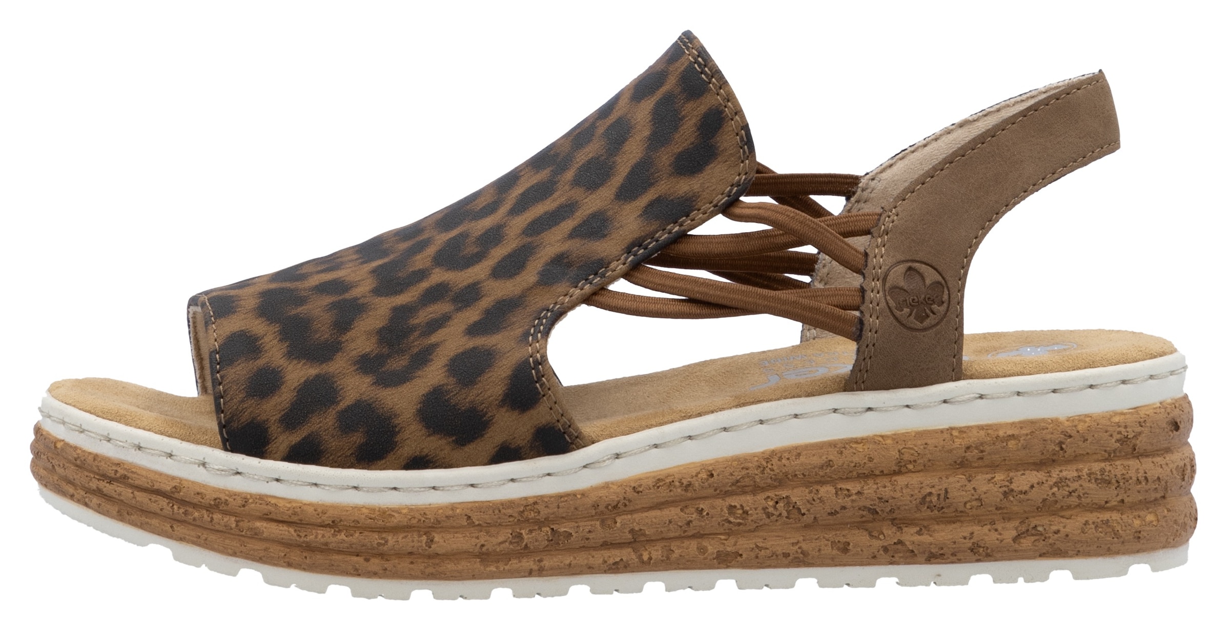 Rieker Keilsandalette, Sommerschuh, Sandale, Urlaubschuh mit seitlichen Gummizügen